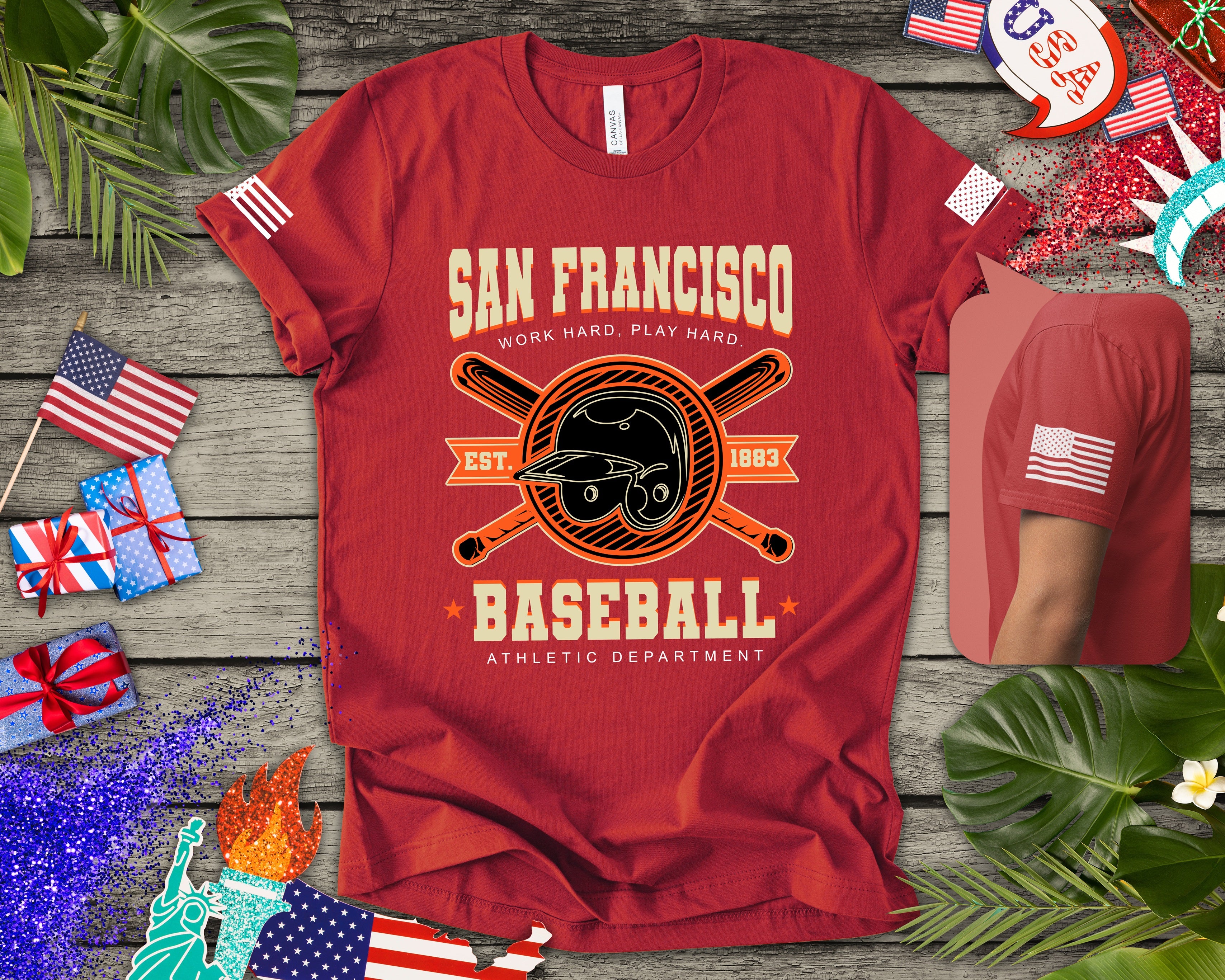 LLICA ベースボールシャツ SAN FRANCISCO Tシャツ San Francisco Baseball T-Shirt, Work Hard Play Hard Athletic