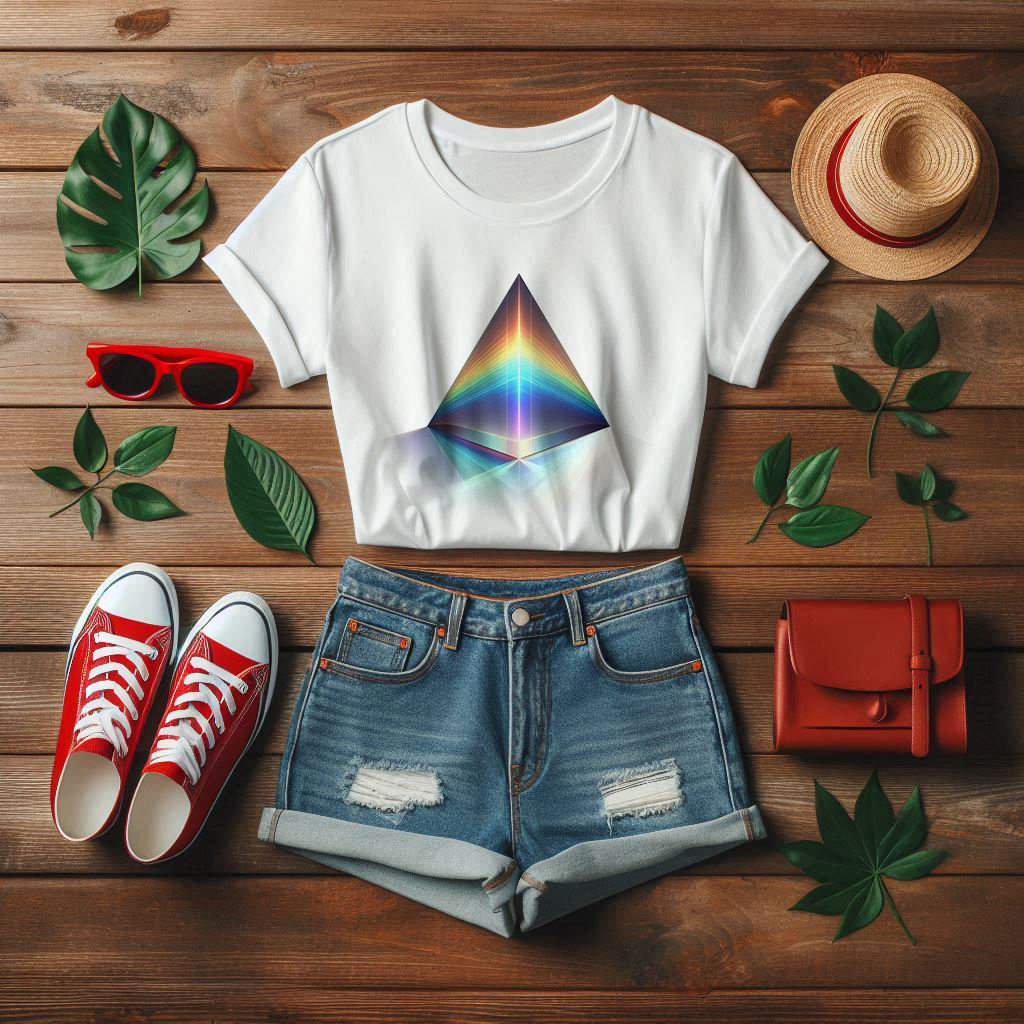 Prism Reflection Light Spectrum Art T-Shirt