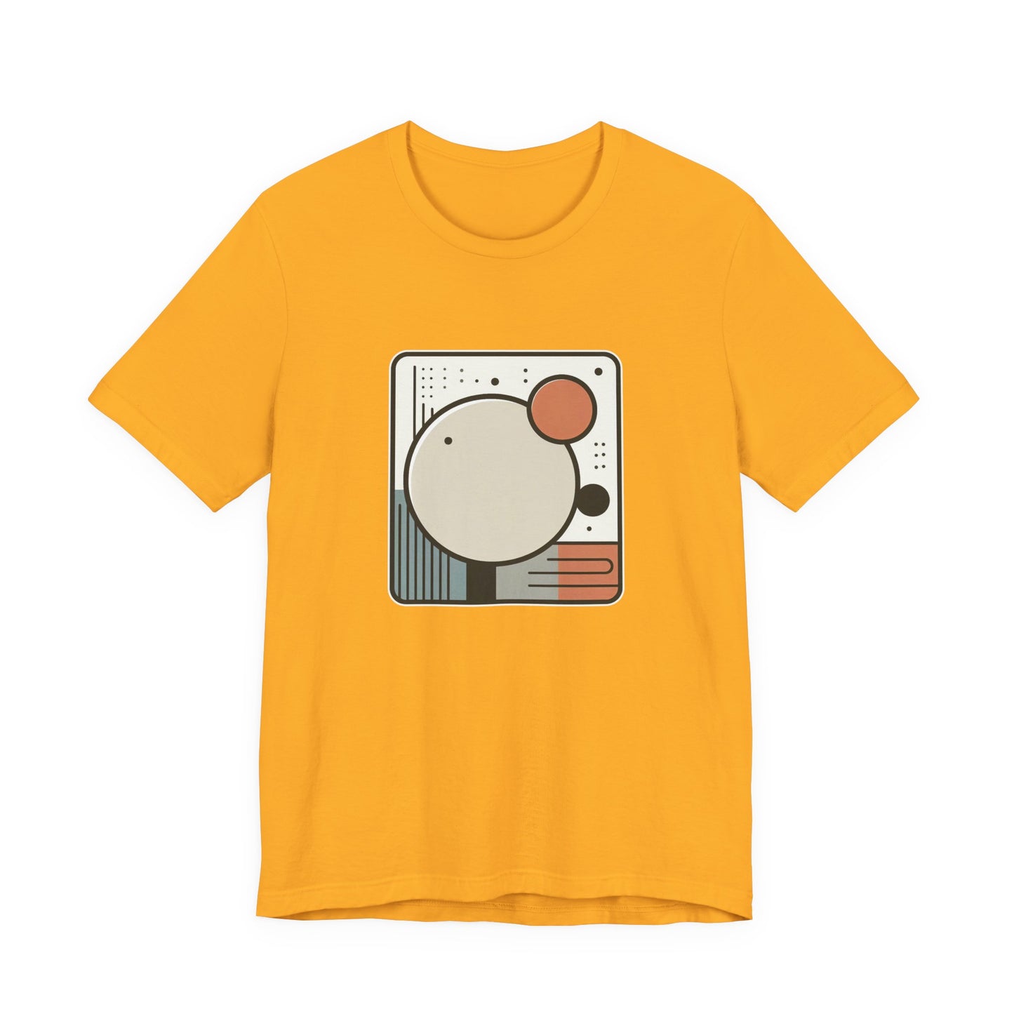 Less Is More Tshirt – Minimalist Geometric Rectangle with Colorful Circles and Lines