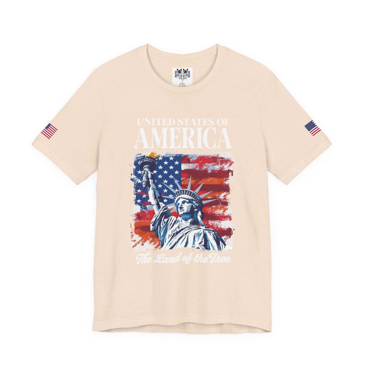 United States of America T-Shirt – Land of the Free Statue of Liberty Patriotic Graphic Tee