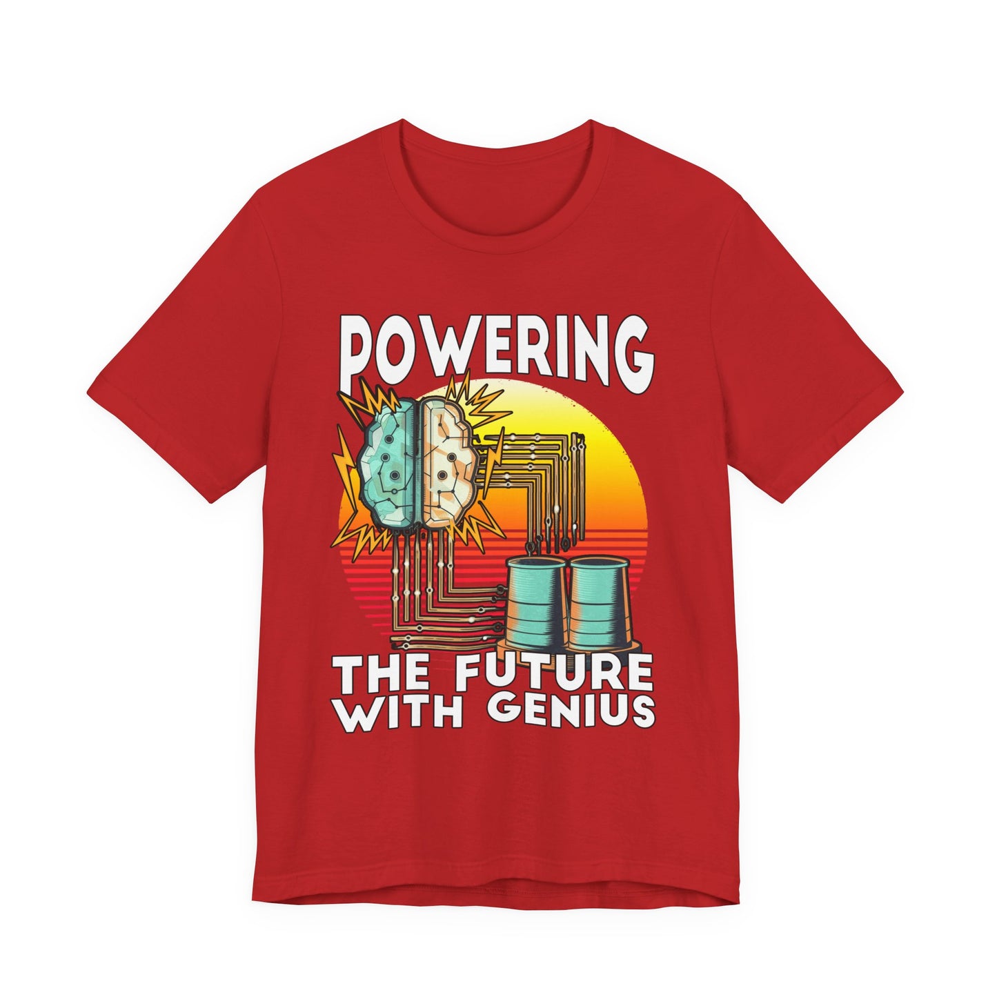 Powering the Future with Genius Tshirt – AI Brain and Tesla Turbines Graphic