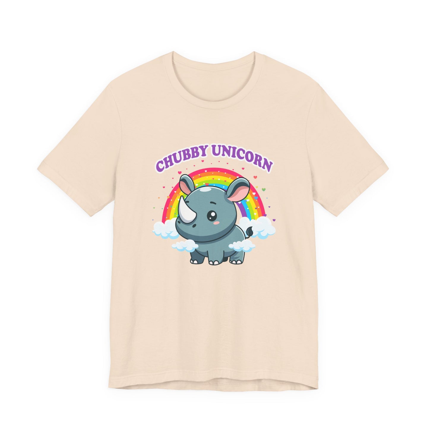 Chubby Unicorn T-Shirt – Cute Cartoon Rhino with Rainbow Graphic Tee