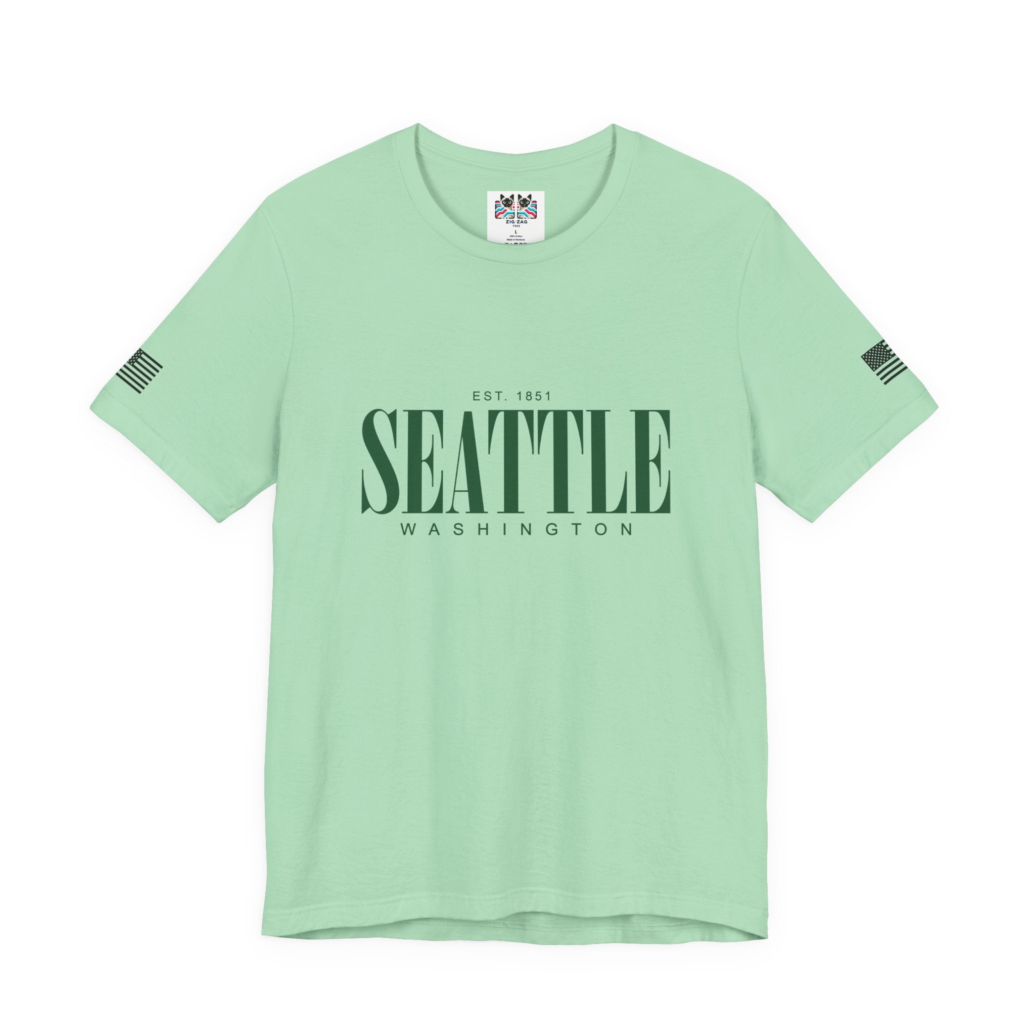 Seattle Washington EST 1851 Bold Serif Typography T-Shirt | Seattle Pride Tee | Minimalist Pacific Northwest Shirt