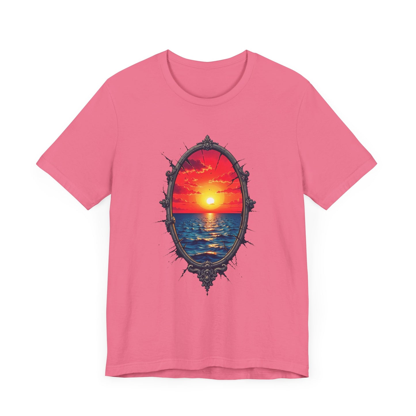 Sunset Portal T-Shirt – Ocean View Through Ornate Frame