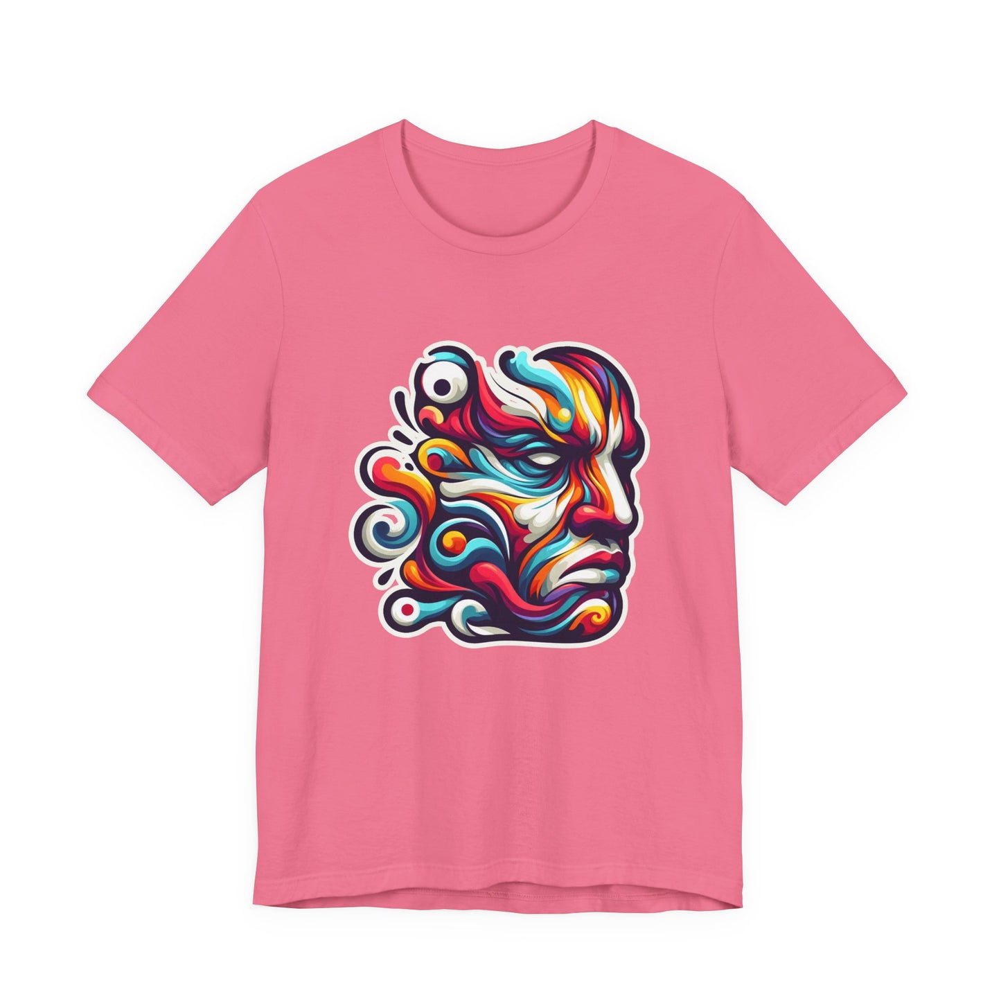 The Art of Expressionism Tshirt – Colorful Curved Strokes Forming a Vibrant Face