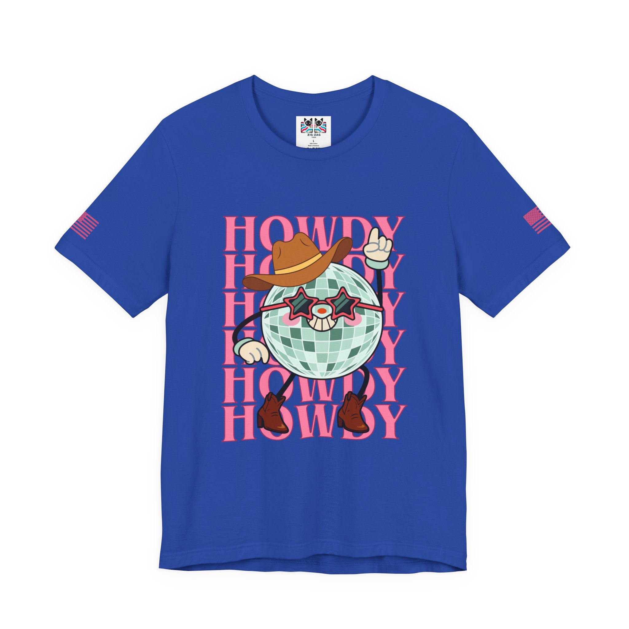 Howdy T-Shirt – Disco Ball Cowboy Repeat Typography Graphic Tee