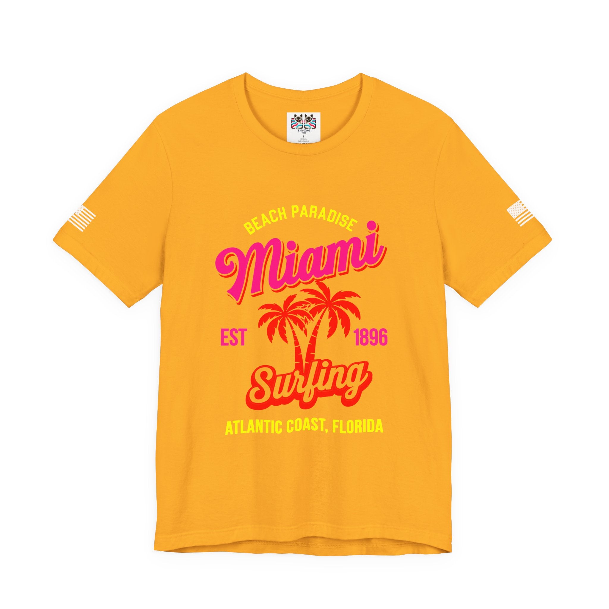 Miami Beach Paradise Surfing T-Shirt – EST 1896 Atlantic Coast Florida Retro Tee