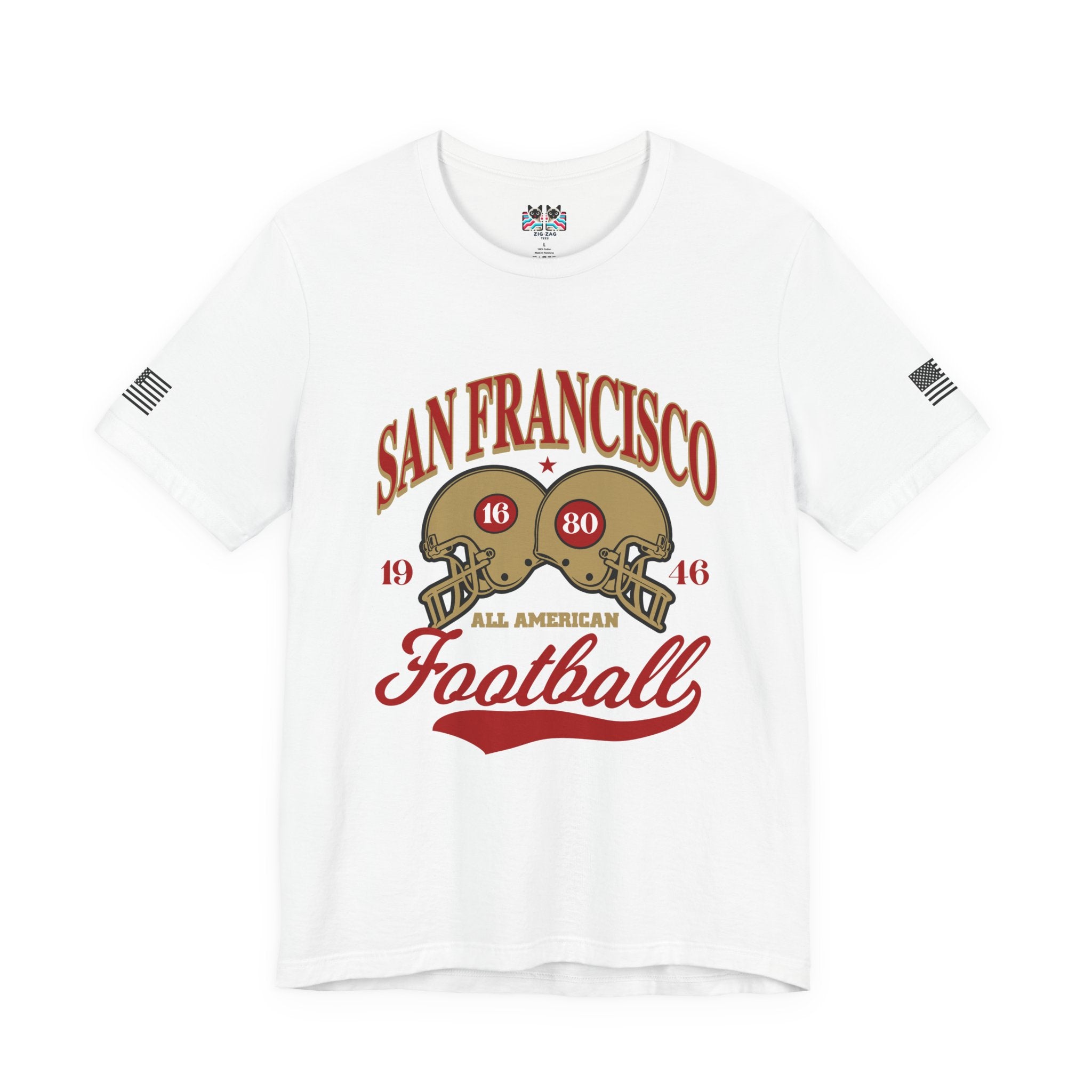 San Francisco Football T-Shirt, All American 1946 Dual Helmet Vintage Tee, SF Bay Area Fan Shirt, Retro Football Gift, Unisex