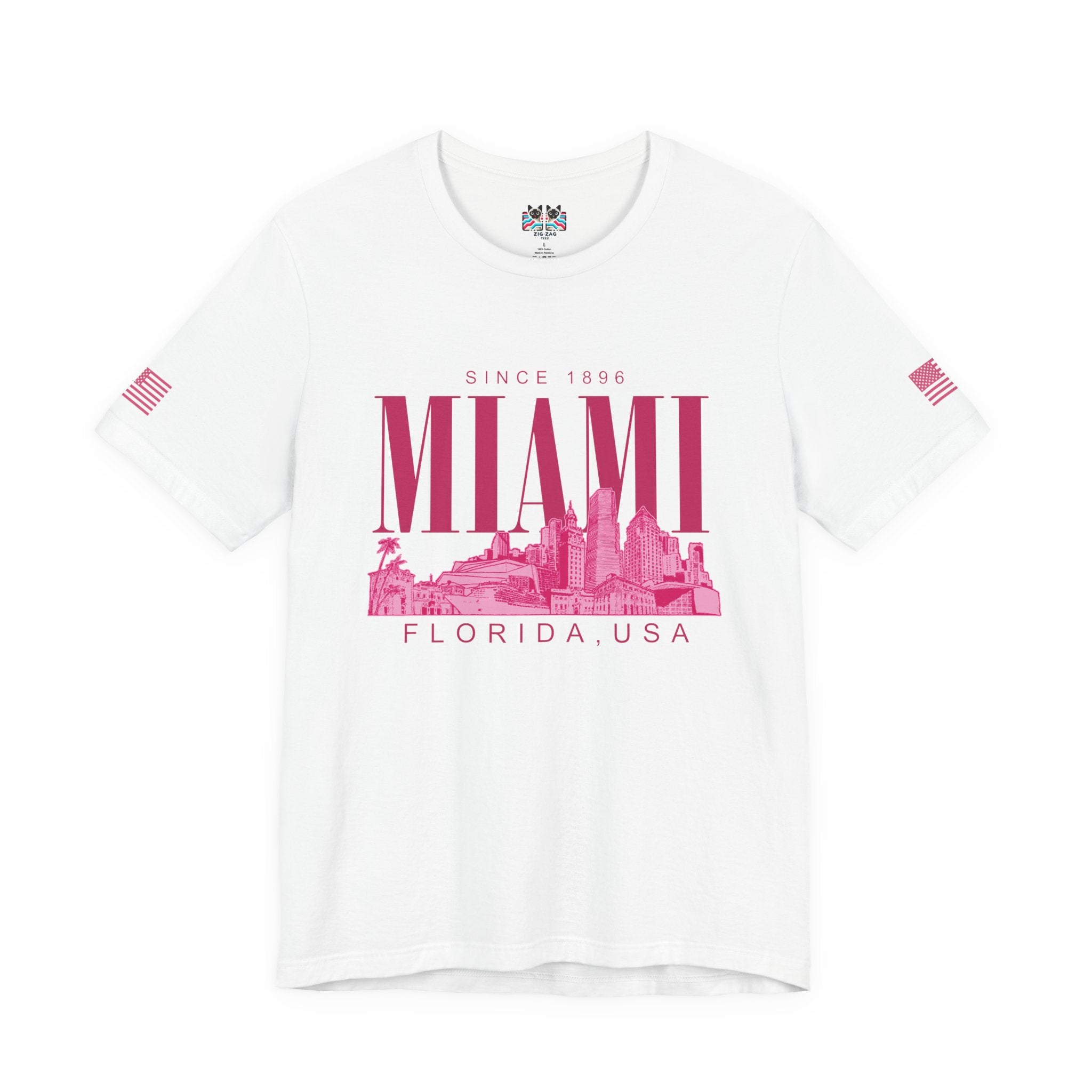 Miami Florida USA Since 1896 T-Shirt – Tonal Skyline Typography Graphic Tee