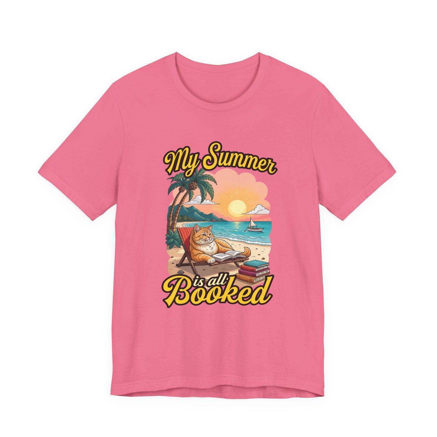 My Summer Is All Booked Tshirt Cat on Beach with books