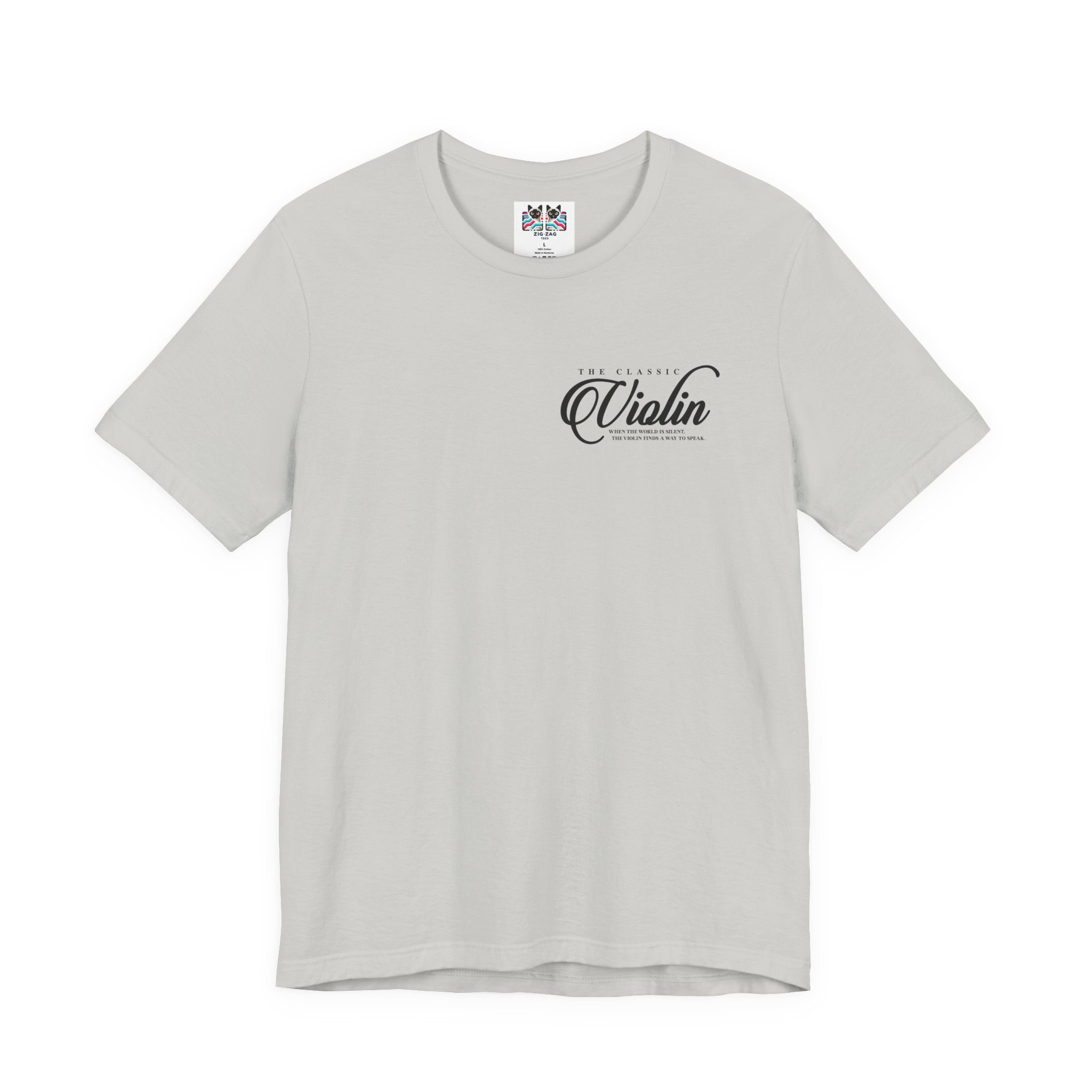 The Classic Violin T-Shirt – Vintage Instrument & 16th Century Story [Black Text]