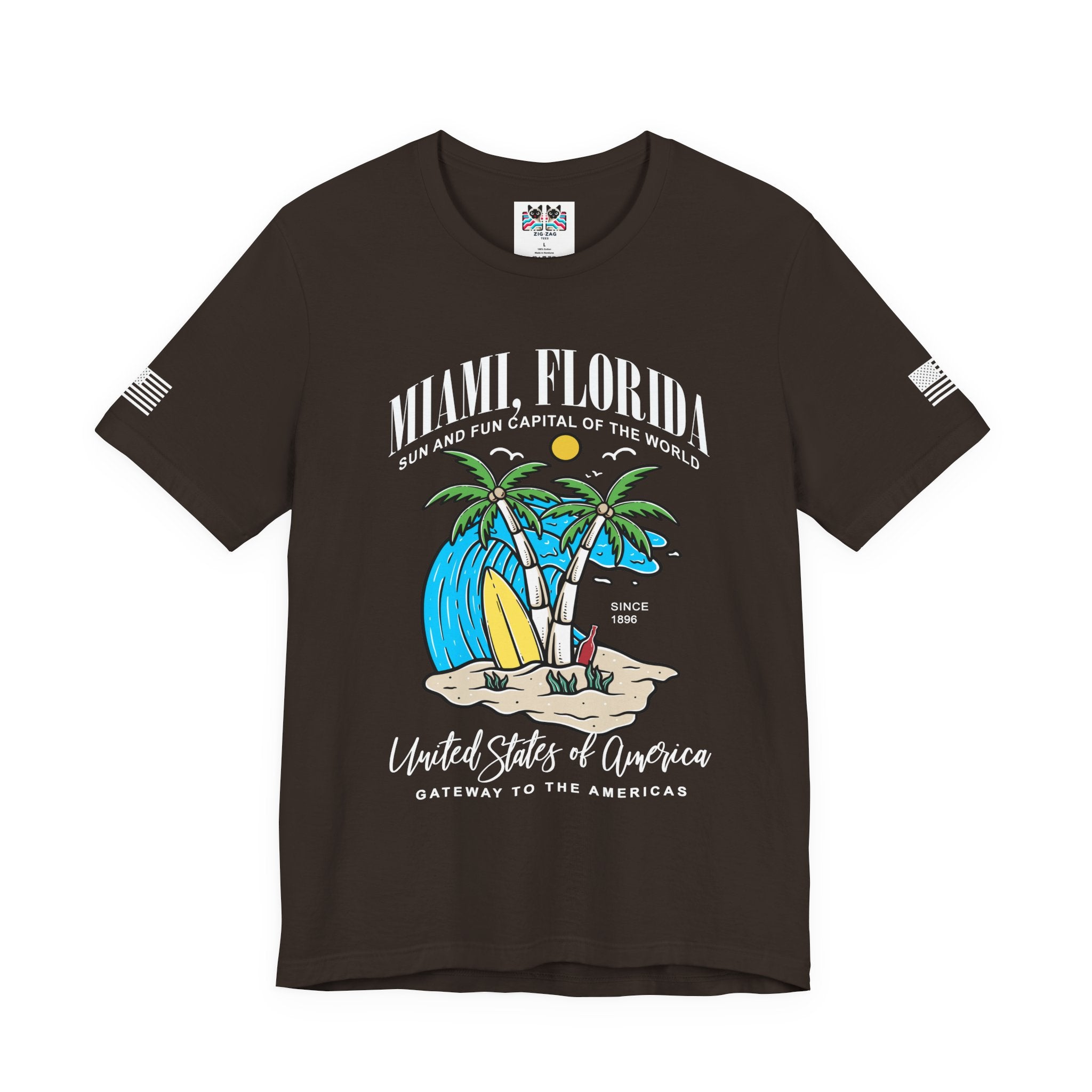 Miami Florida Sun and Fun Capital T-Shirt – Since 1896 Gateway to the Americas Beach Surfboard Tee