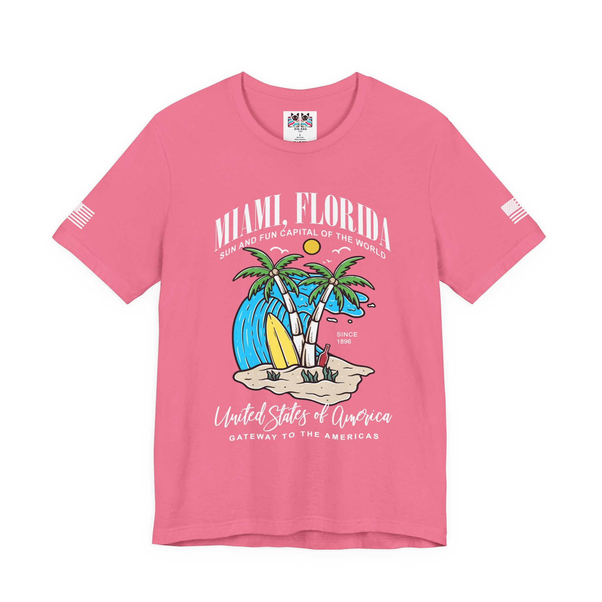 Miami Florida Sun and Fun Capital T-Shirt – Since 1896 Gateway to the Americas Beach Surfboard Tee