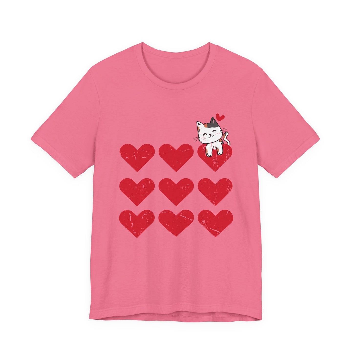 Cute Cat on Hearts T-Shirt – Adorable Kitty with Heart Thought Bubble Graphic Tee