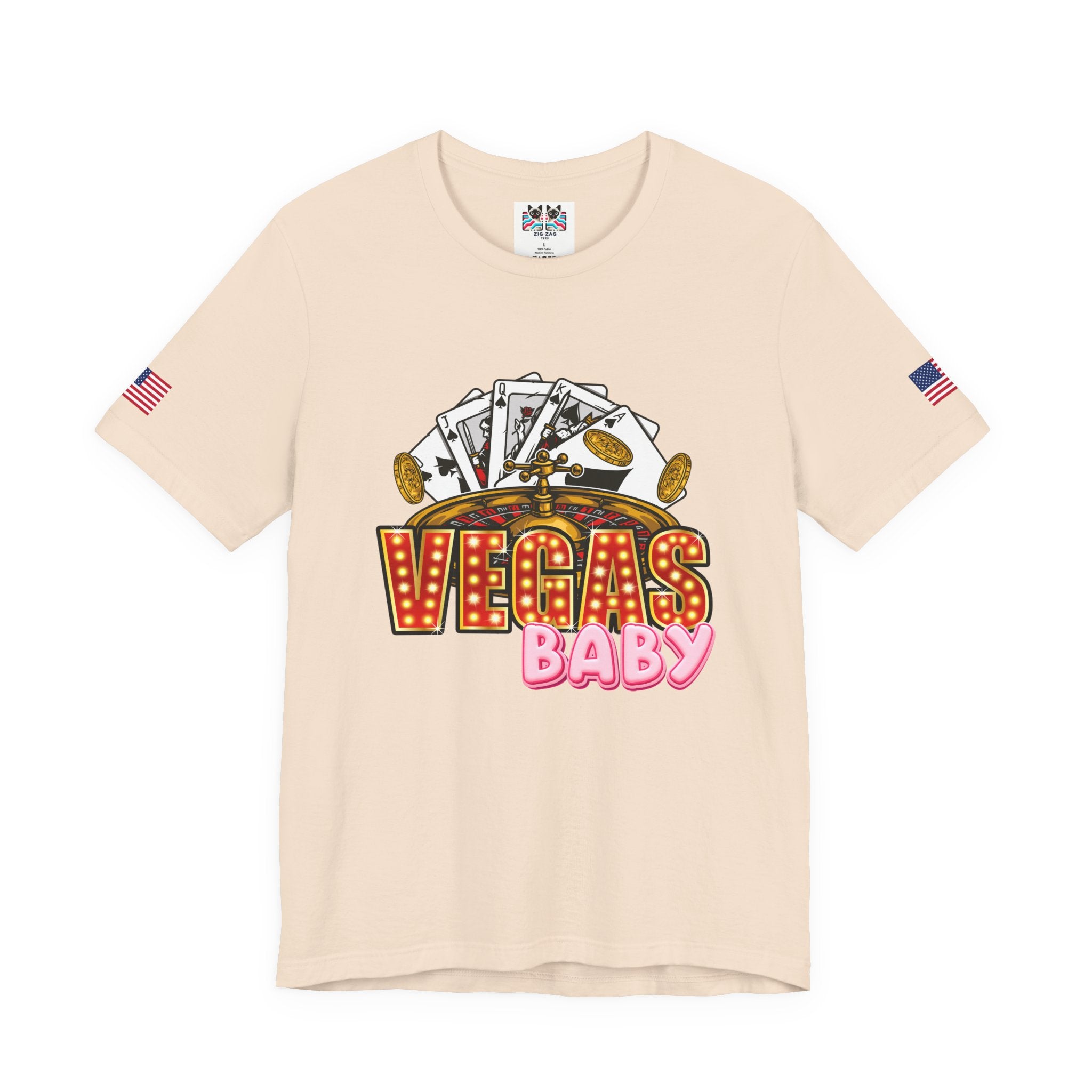 Vegas Baby T-Shirt - Casino Gambling Cards Roulette Dice Poker Chips Design