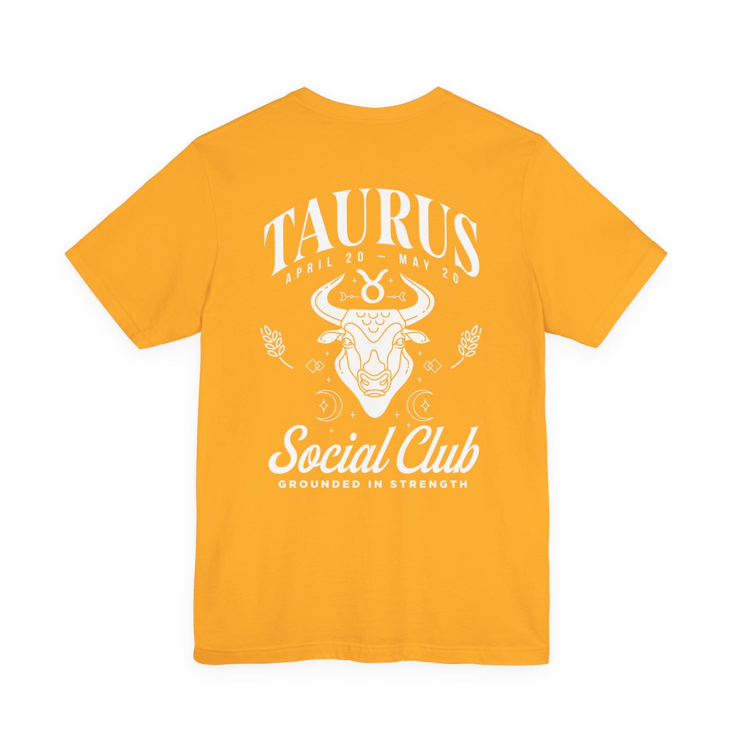 Taurus Zodiac T-Shirt – Bull Head with Astrological Wheel and Earth Element