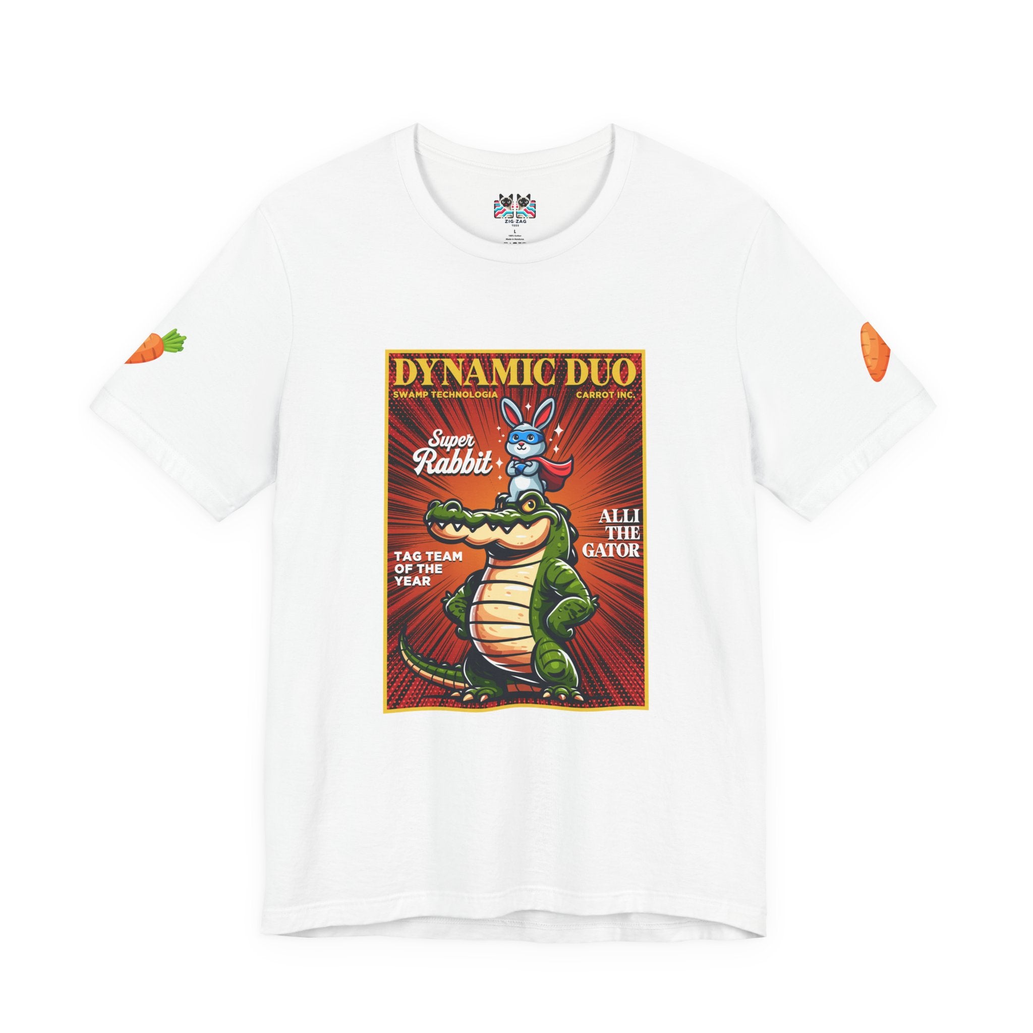 Dynamic Duo Rabbit Alligator T-Shirt – Super Rabbit Alli the Gator Tag Team Graphic Tee