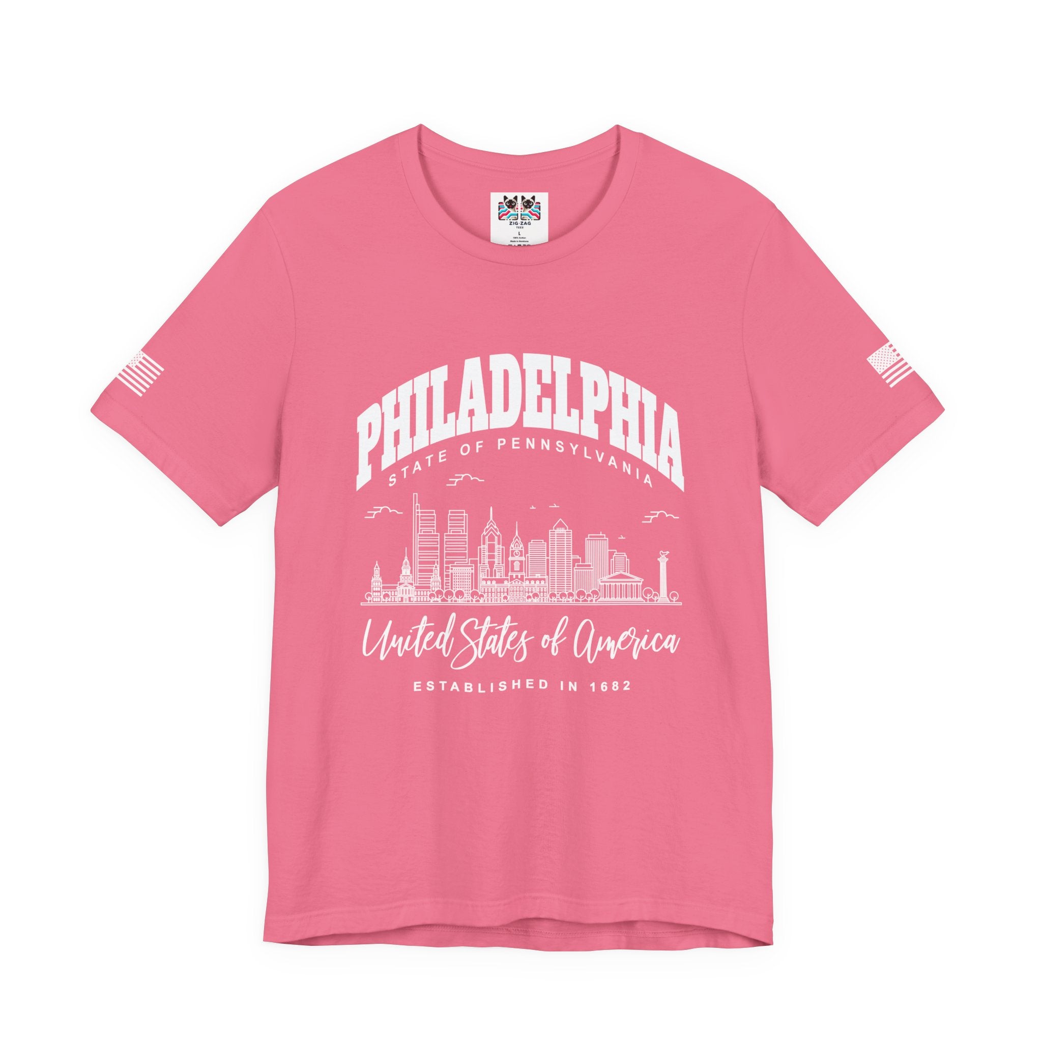 Philadelphia State of Pennsylvania T-Shirt – Skyline United States of America Established 1682 Graphic Tee