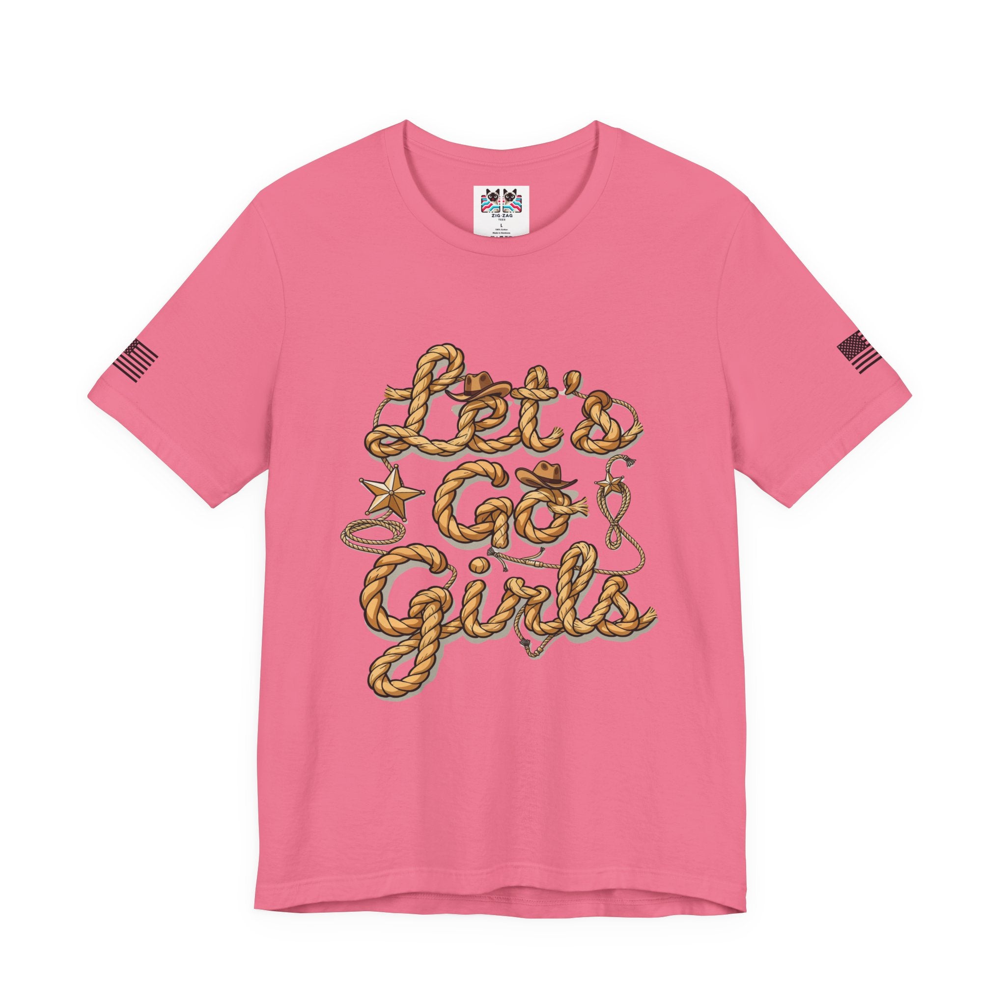 Let's Go Girls T-Shirt – Western Rope Lasso Typography Cowboy Hat Star Graphic Tee
