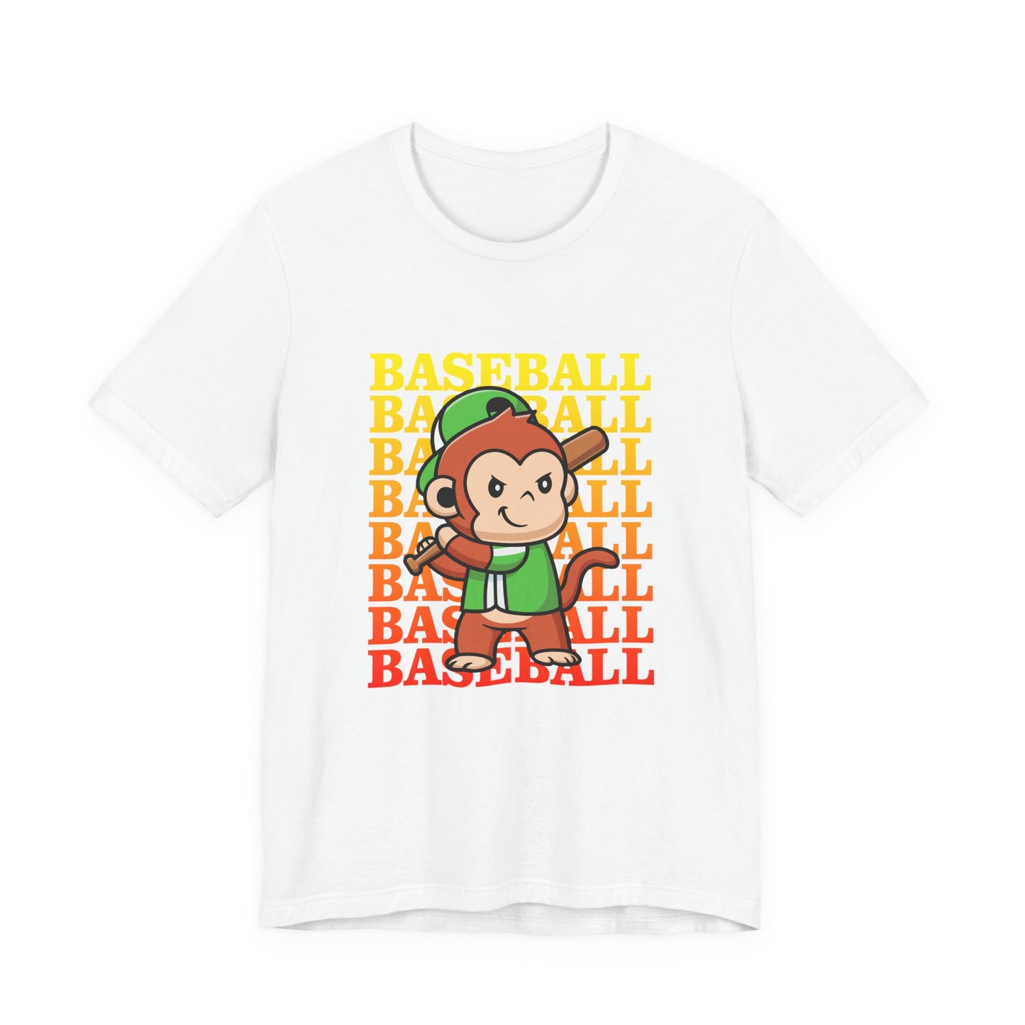 Baseball tshirt - Baseball Monkey Player Tshirt Large Graphic Monkey Baseball Player with Baseball Text Background