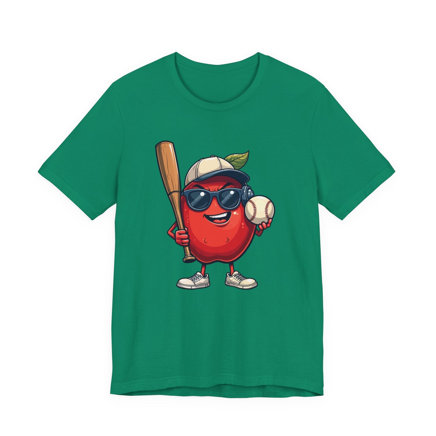 Aggressive Apple Baseball Mascot Tshirt Bold Sports Fruit Character Design