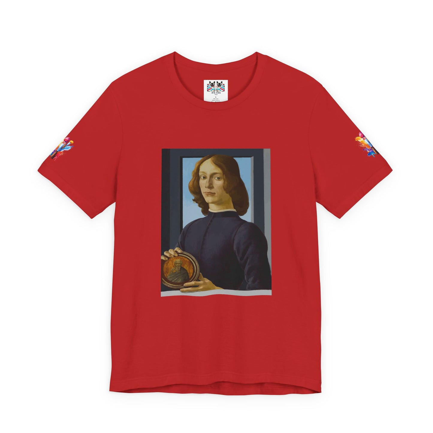 Renaissance Portrait Art T-Shirt – Italian Master Painting with Medallion Graphic Tee