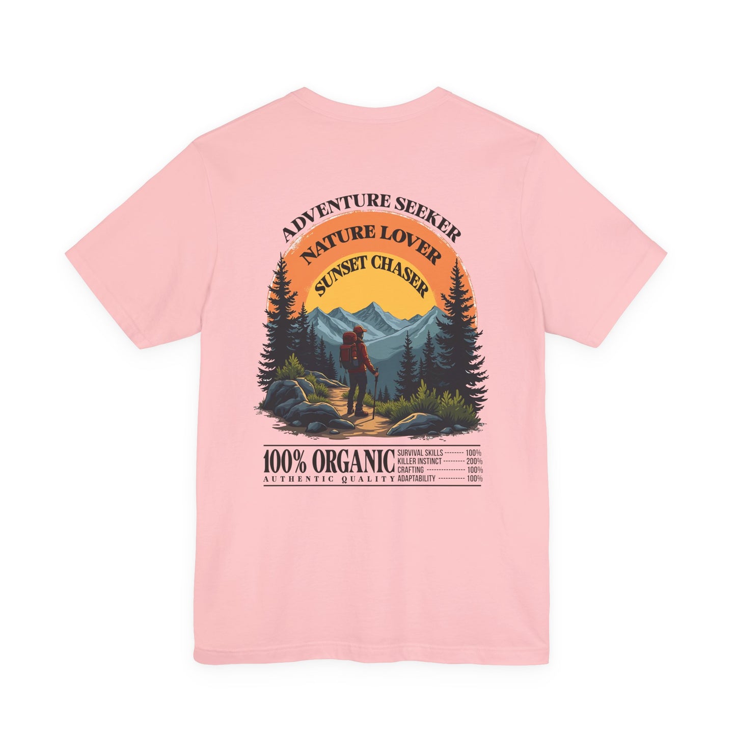 Adventure Seeker Nature Lover T-Shirt – Hiker on Mountain Edge Graphic