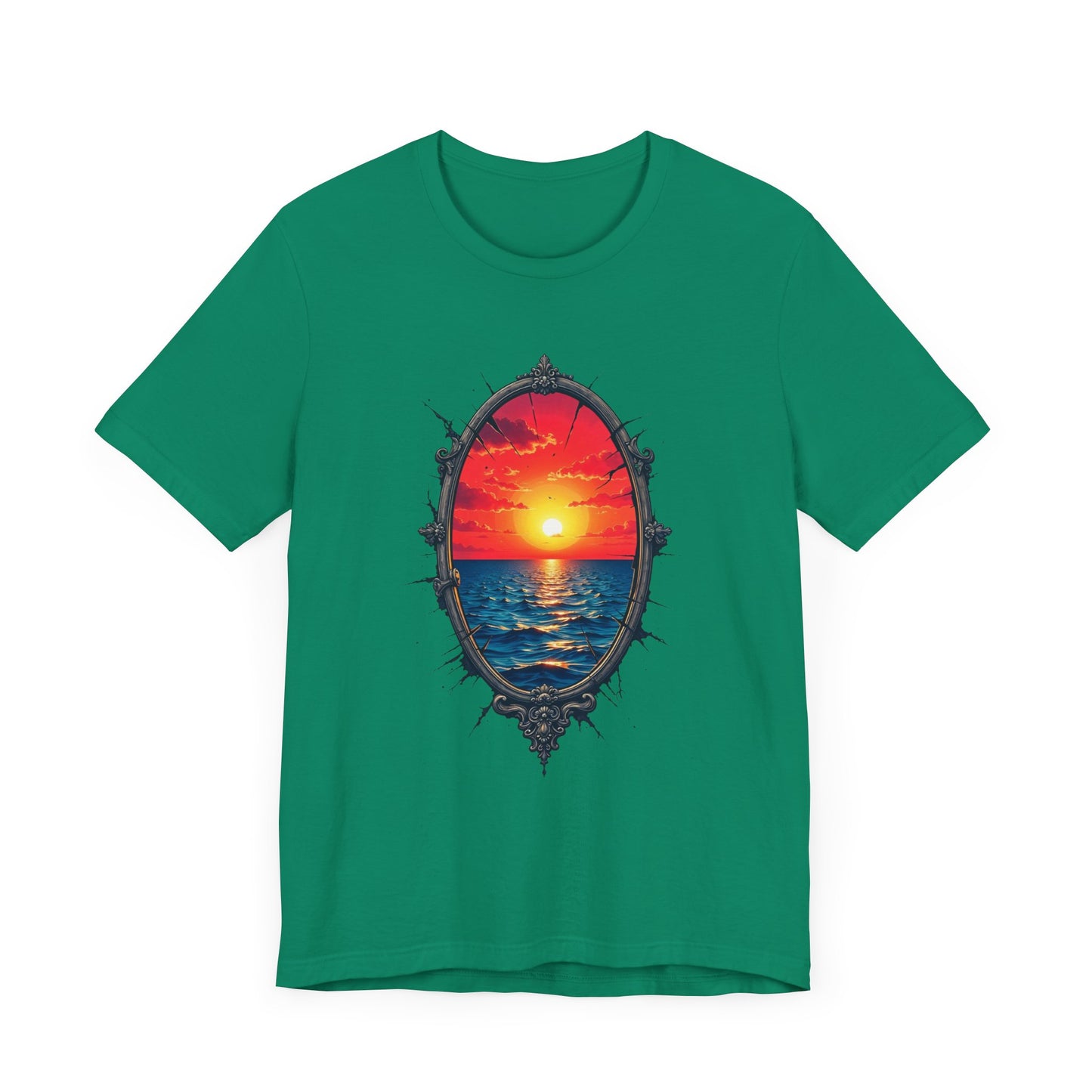 Sunset Portal T-Shirt – Ocean View Through Ornate Frame