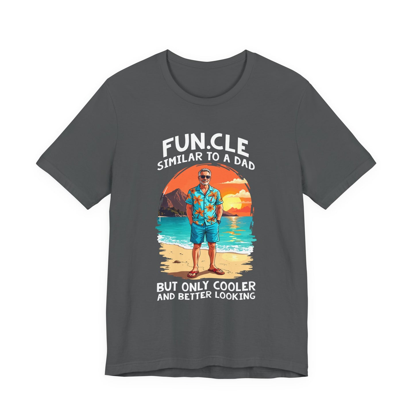 FUN.CLE Beach Sunset T-Shirt – Cool Uncle Beach Graphic with Funny Quote