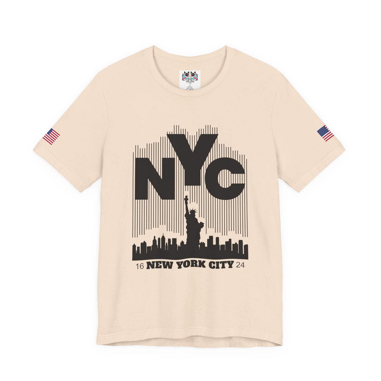 NYC Barcode T-Shirt - Modern New York City 1624 Minimalist Stripe Design
