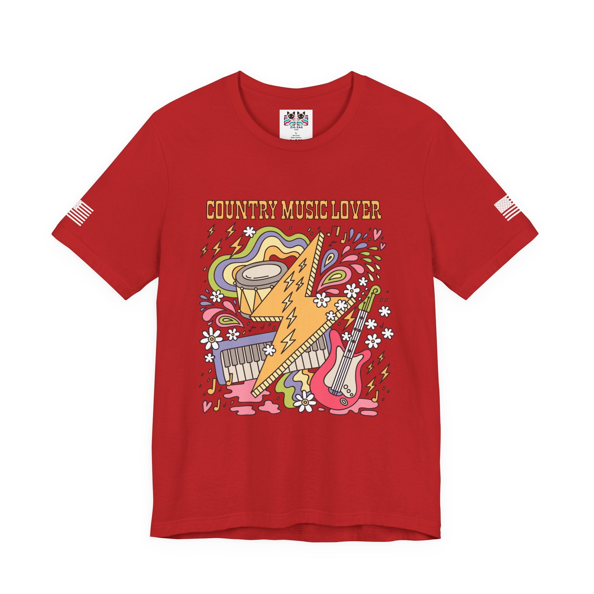 Country Music Lover T-Shirt – Retro Groovy Instruments Graphic Tee