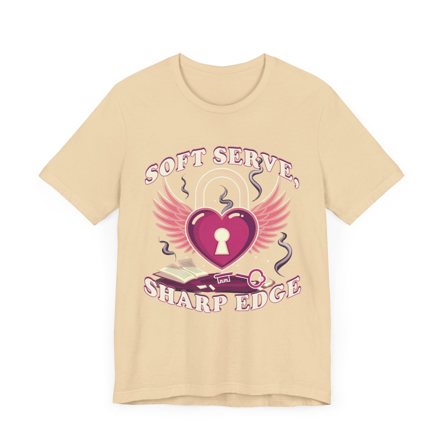 Soft Serve, Sharp Edge | Heart Lock, Wings & Broken Key Graphic T-Shirt
