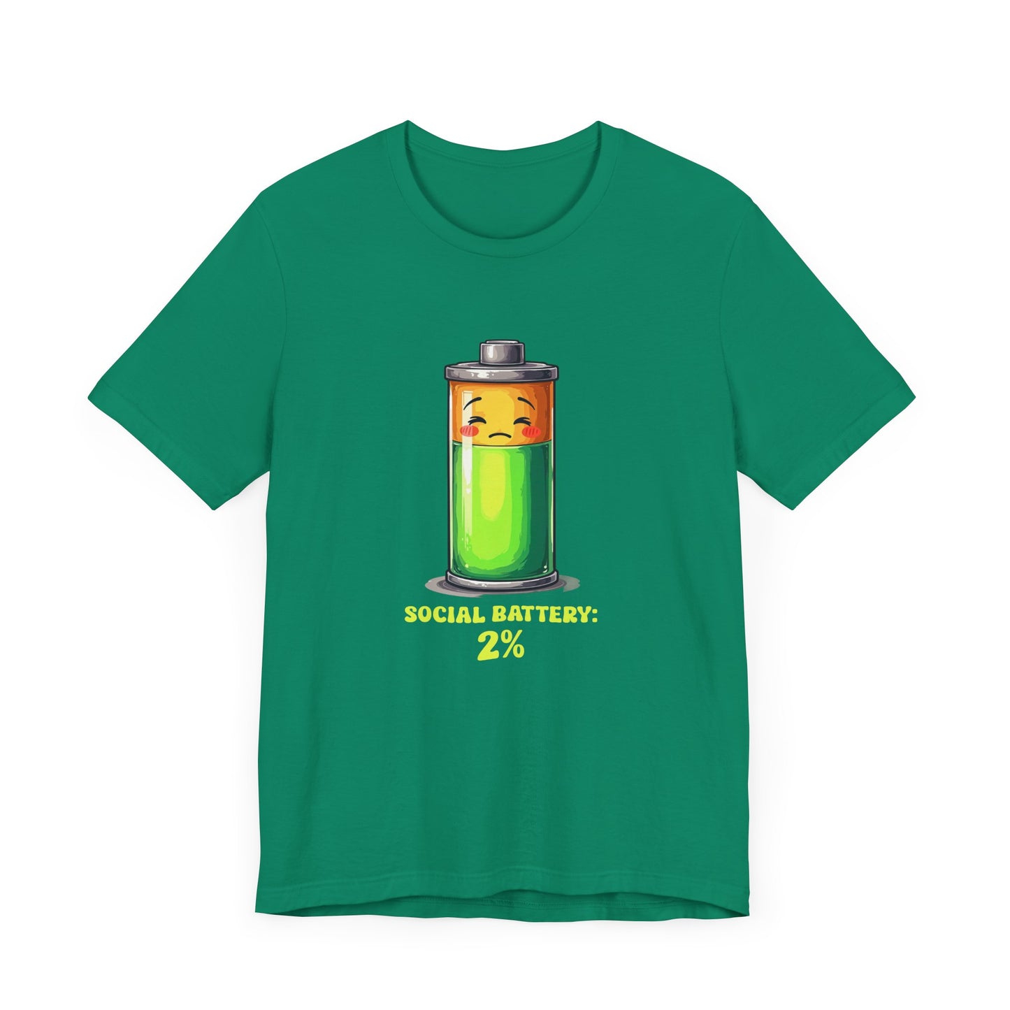 Social Battery 2% – Low Charge Sad Battery Graphic T-Shirt
