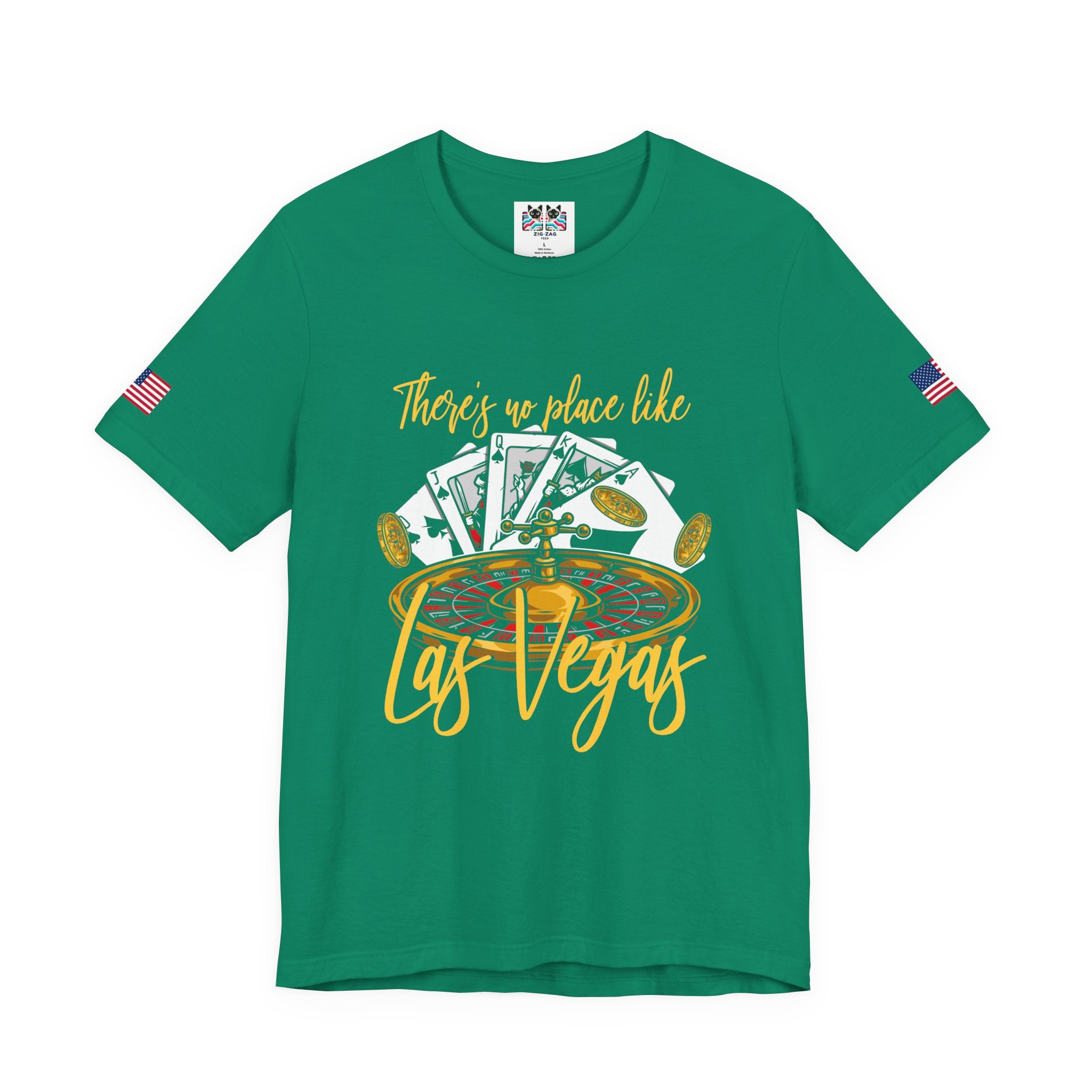 There's No Place Like Las Vegas T-Shirt – Roulette Wheel Poker Cards Casino Tee