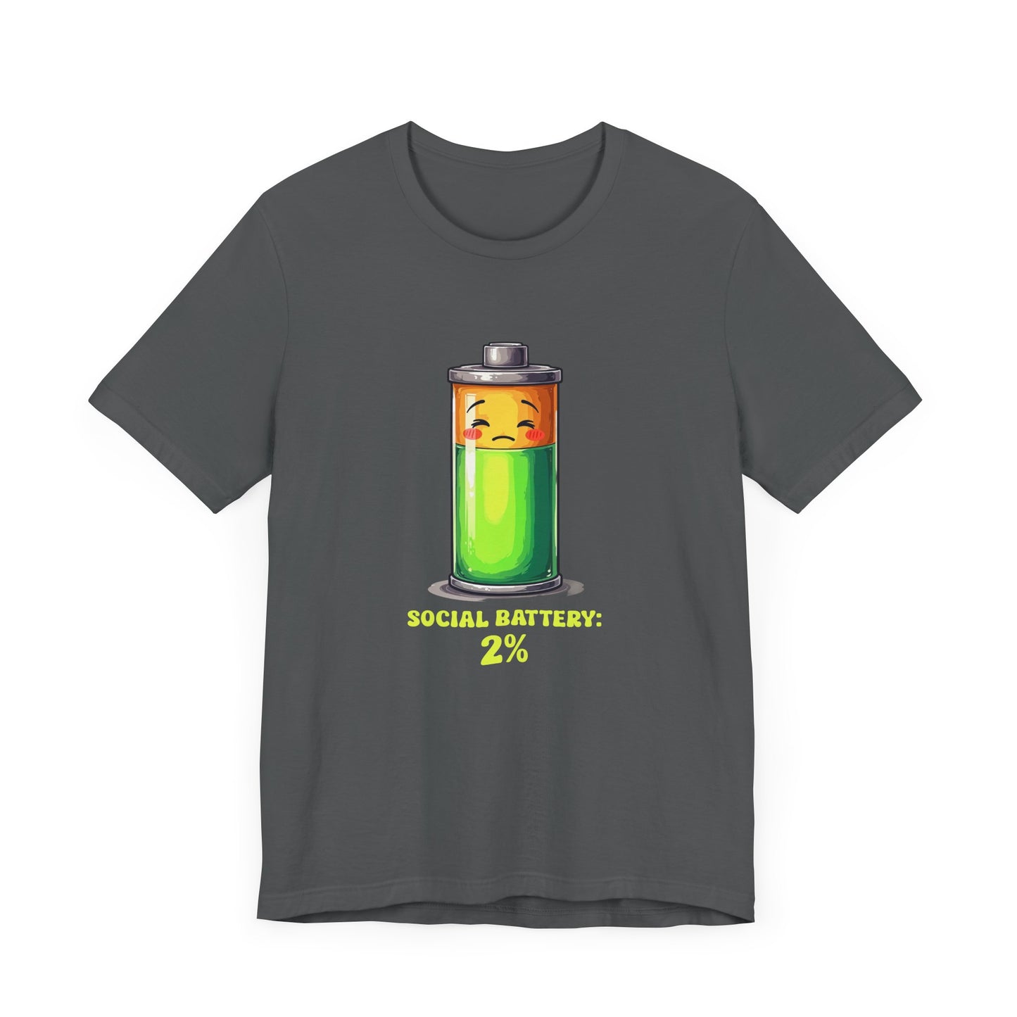 Social Battery 2% – Low Charge Sad Battery Graphic T-Shirt
