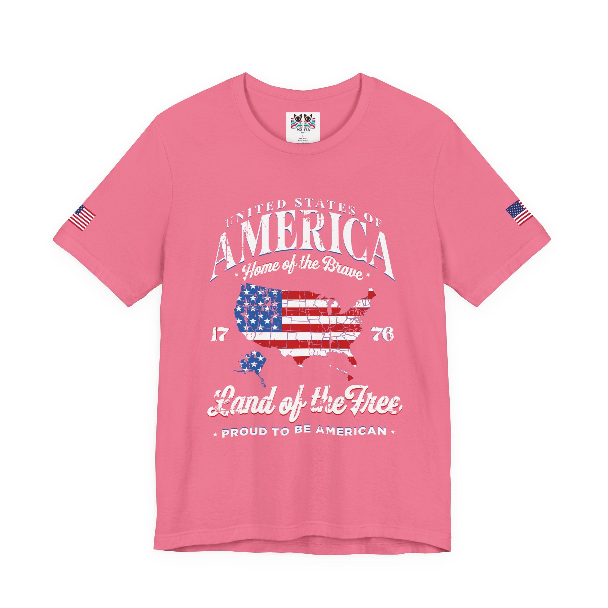 America Home of the Brave T-Shirt – USA Map 1776 Vintage Patriotic Graphic Tee