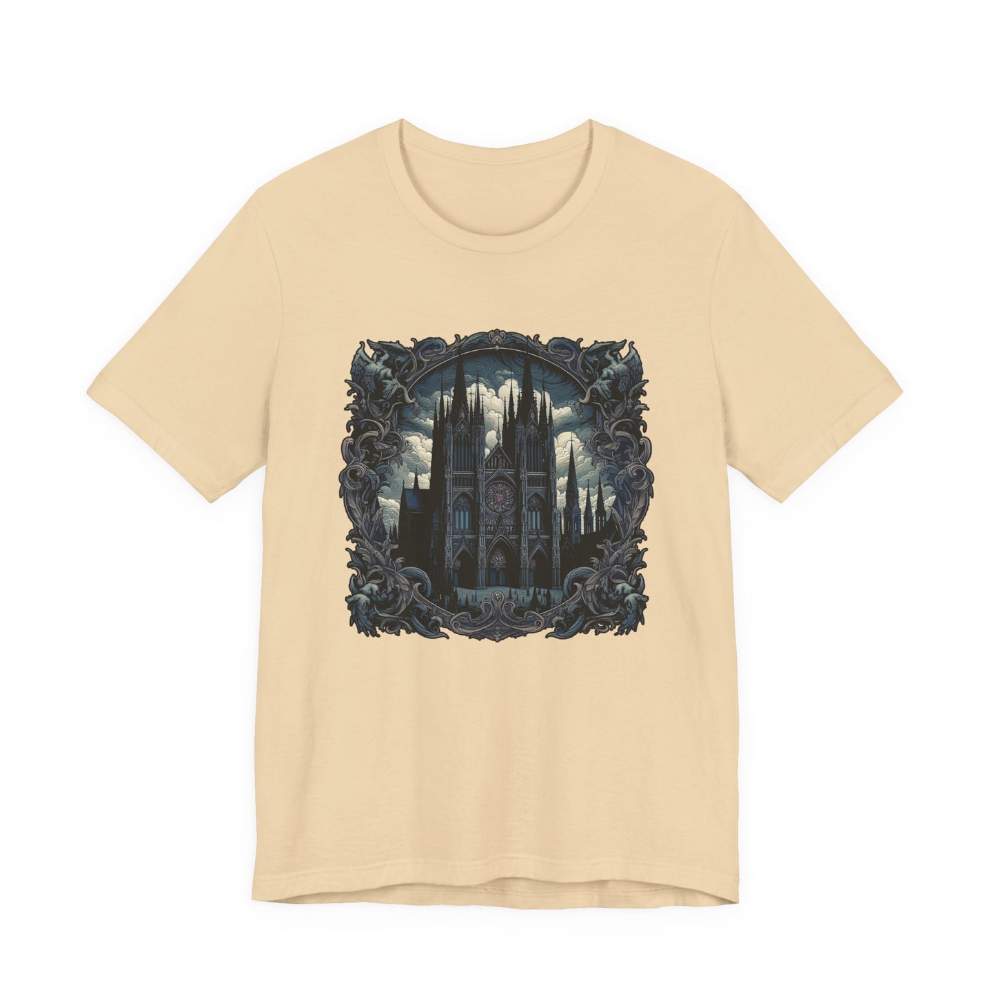 Gothic Art Revival Tshirt – Ancient Castle Reflected in Ornate Mirror