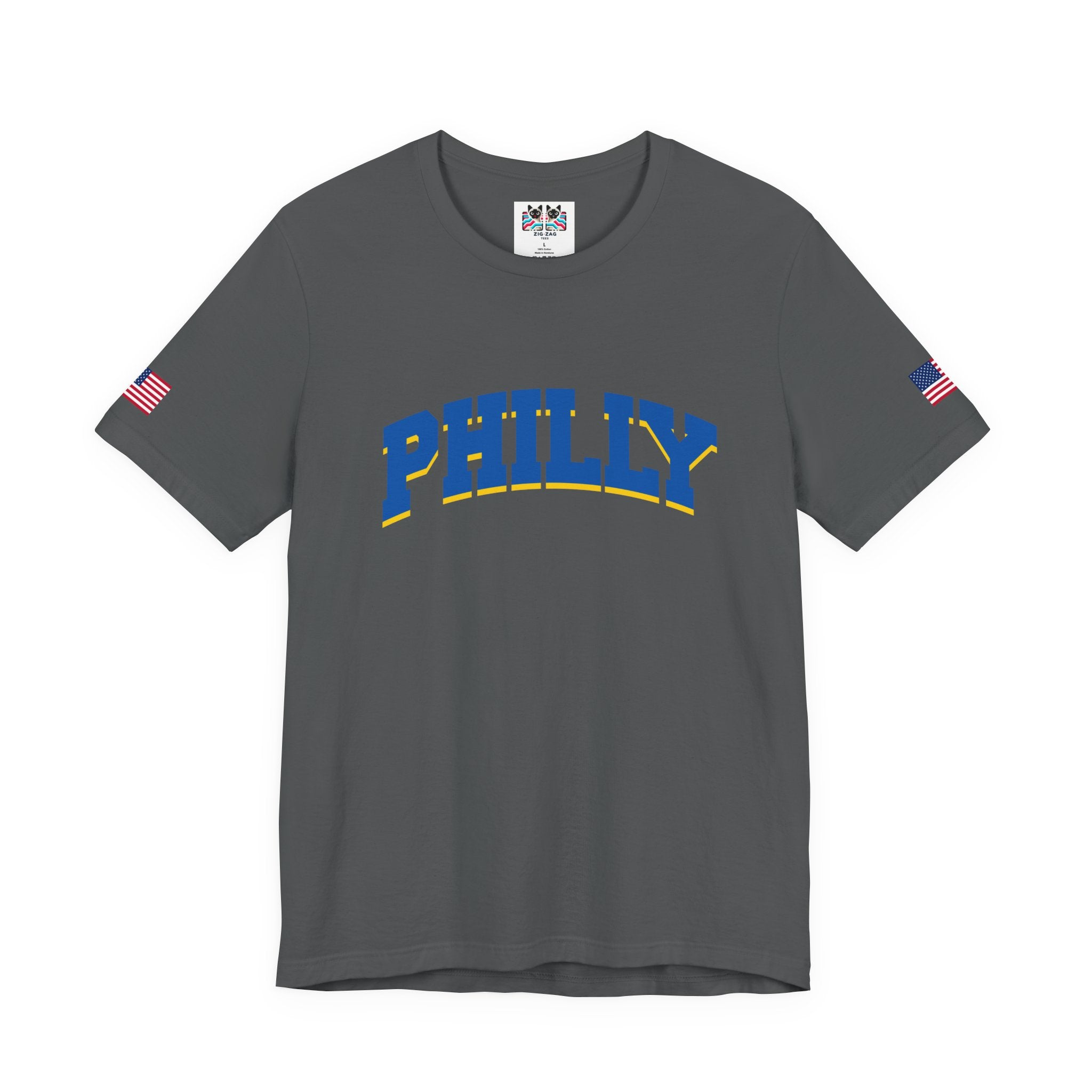 Philly T-Shirt – Bold Arched Varsity Blue & Gold Typography Graphic Tee