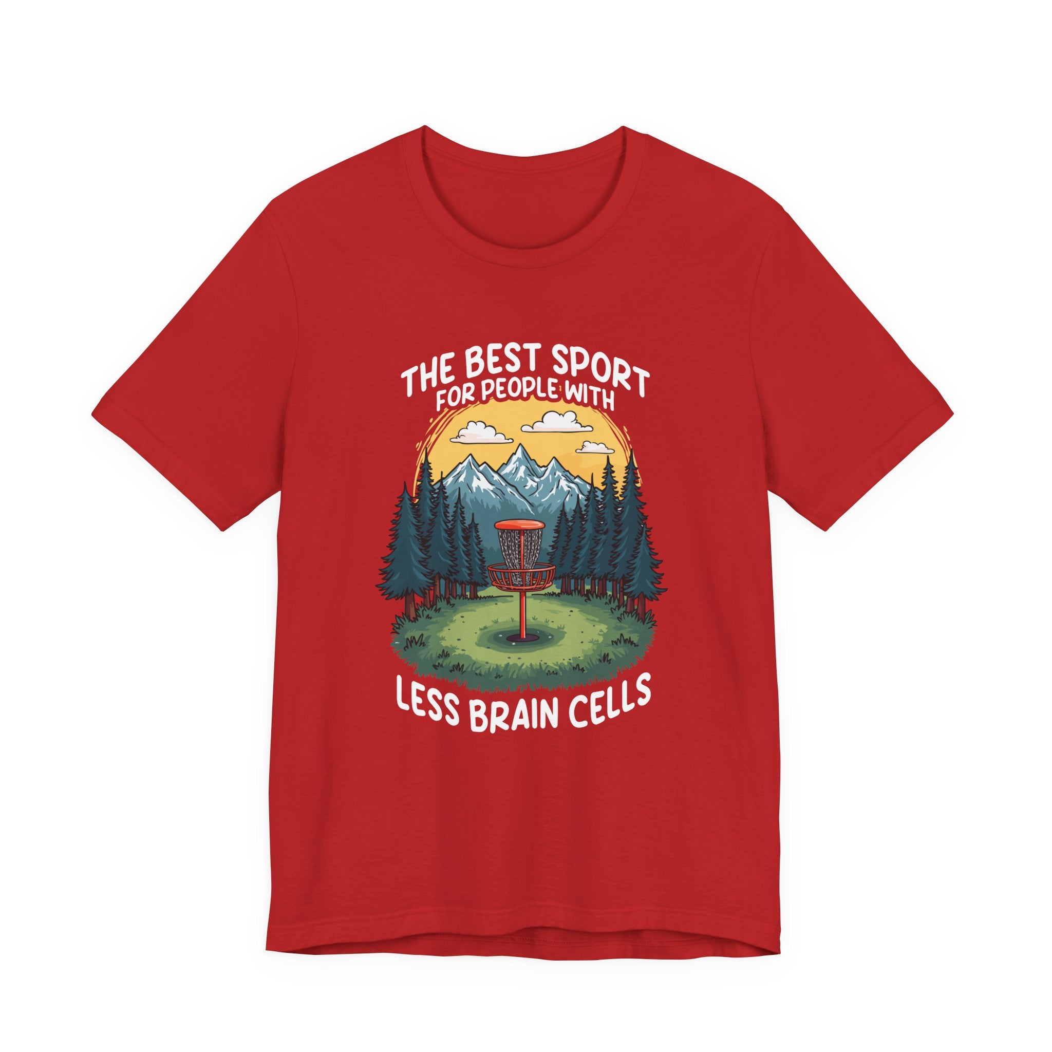 Best Sport for People with Less Brain Cells Tshirt – Funny Disc Golf Mountain Scene
