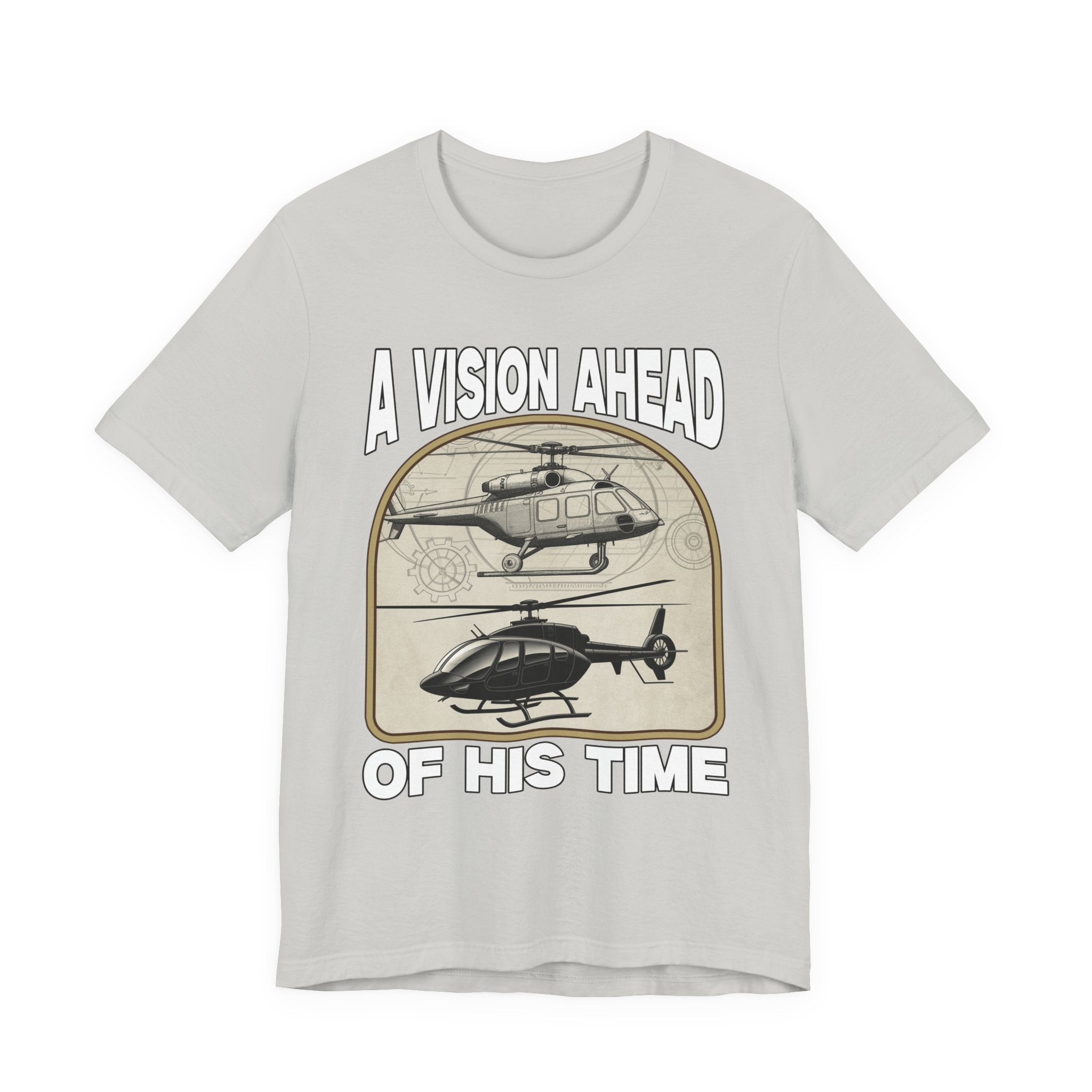 A Vision Ahead of His Time Tshirt – Da Vinci’s Helicopter and Modern Chopper Graphic