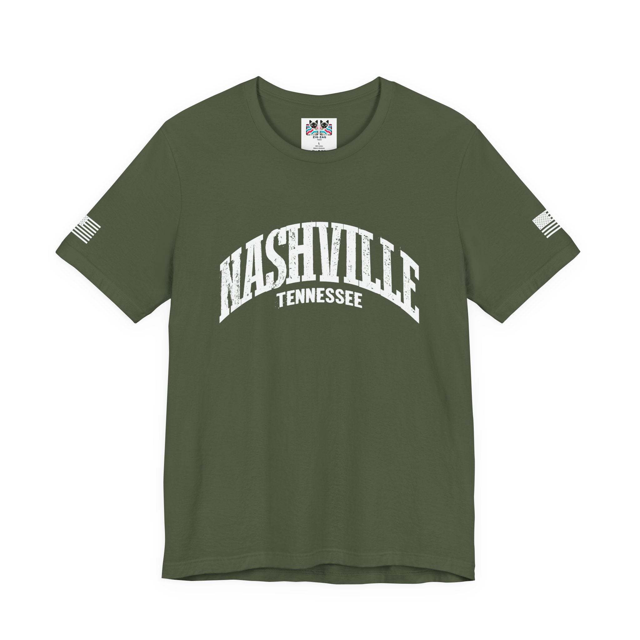 Nashville Tennessee T-Shirt – Distressed Arched Varsity Graphic Tee