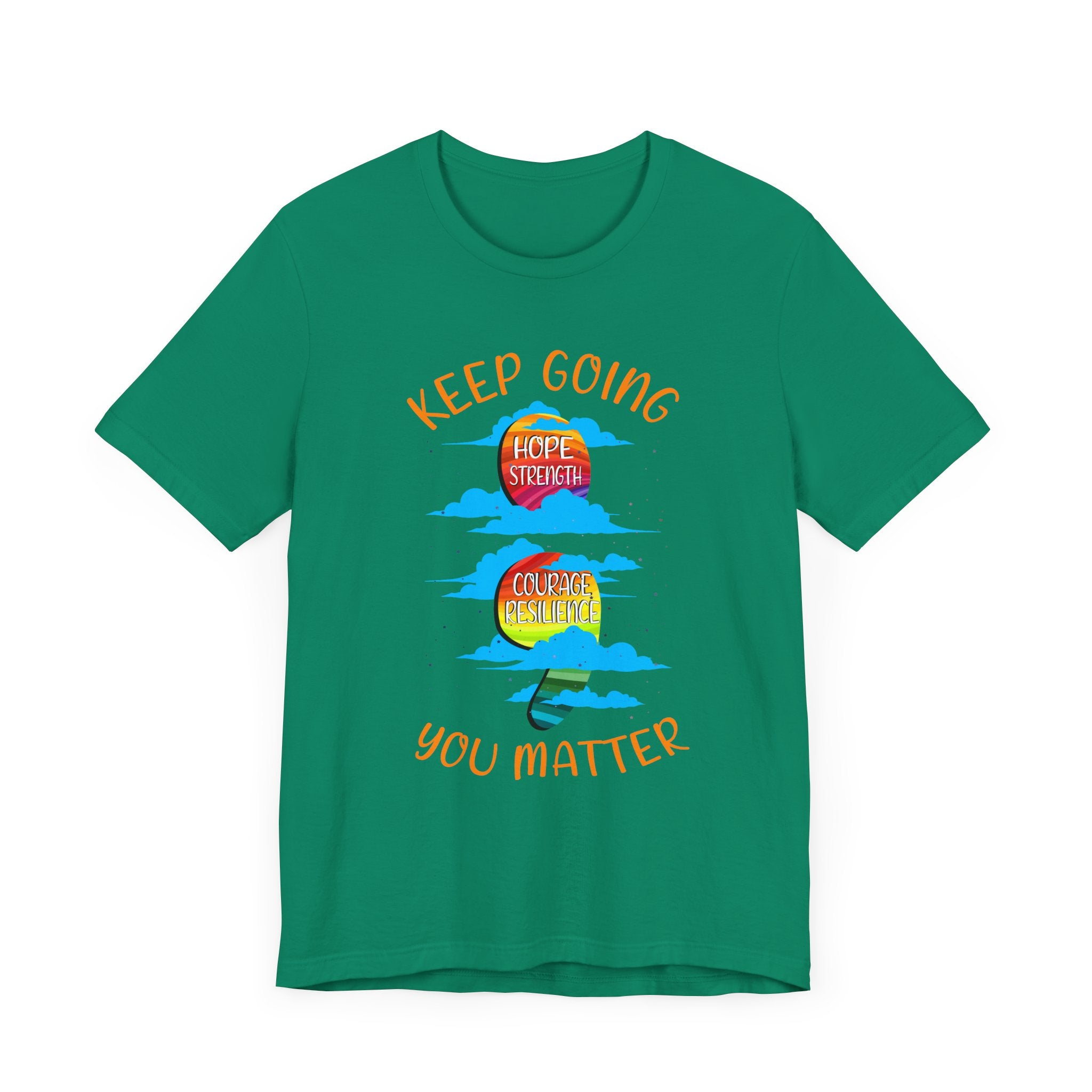 Keep going Semi Colon Rainbow Affirmation  Graphic Statement Tee for Mental Health, Recovery, and the Story That Still Continues in Color