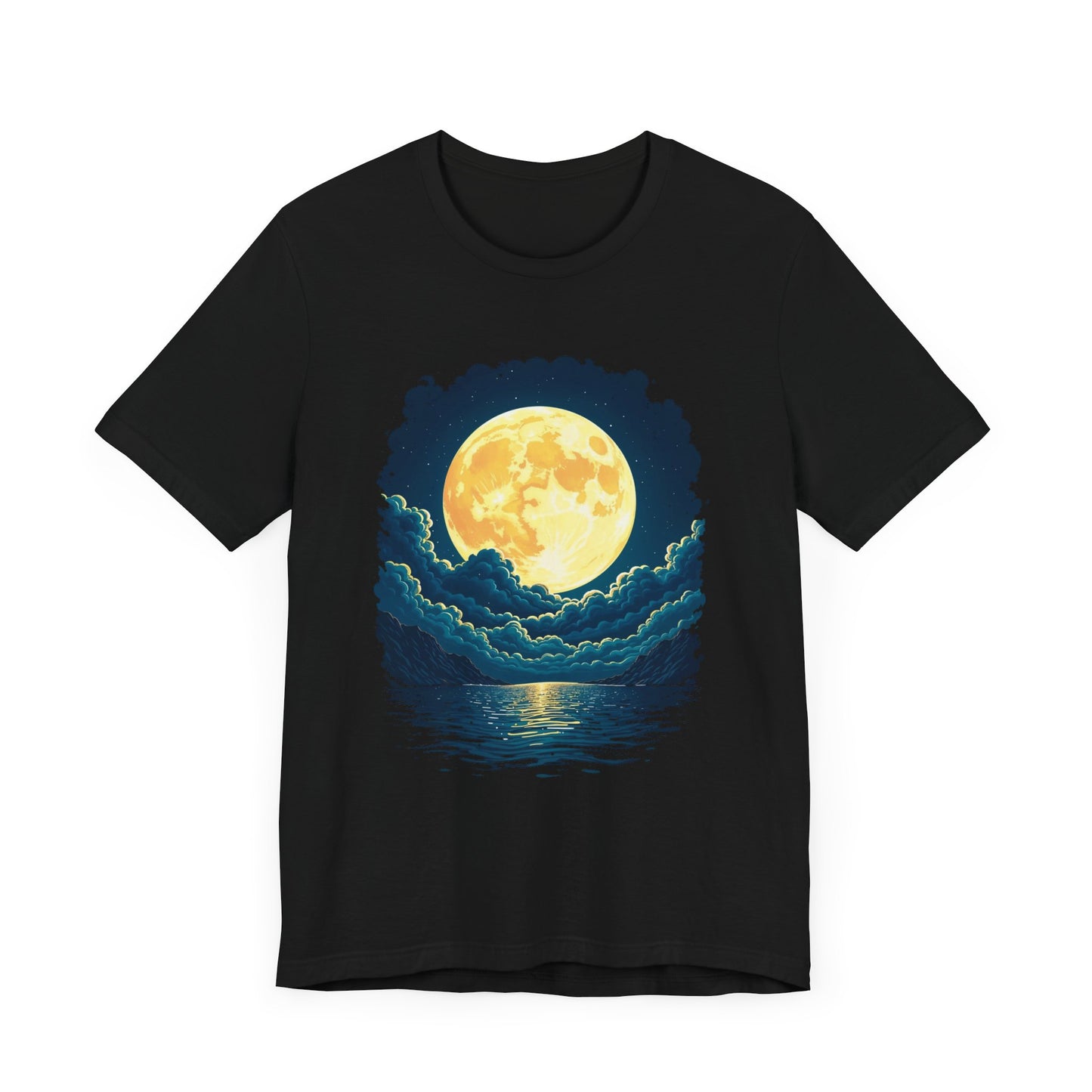 Full Moon Over Water T-Shirt – Night Sky and Clouds Graphic Tee