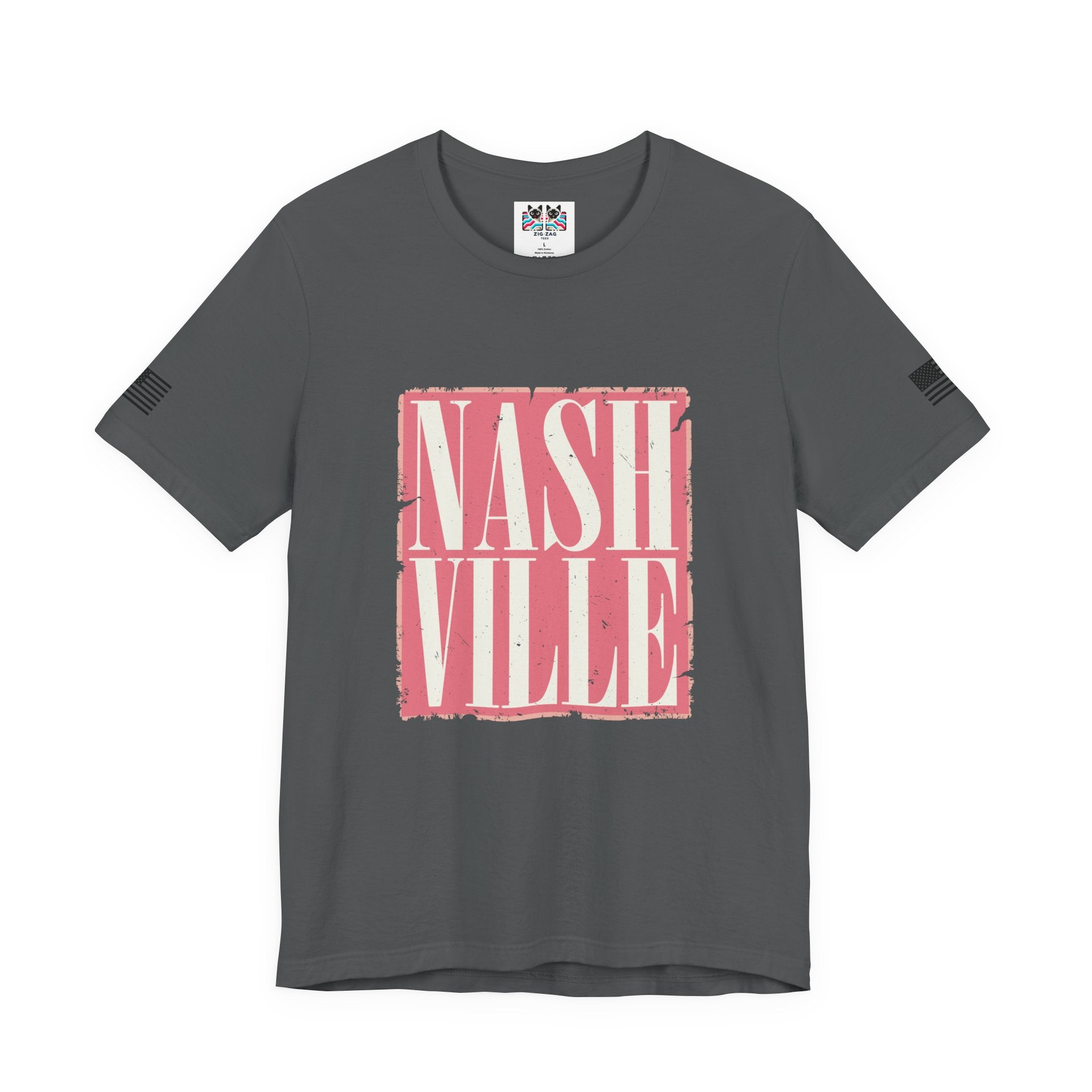 Nashville T-Shirt – Bold Distressed Block Letter Graphic Tee