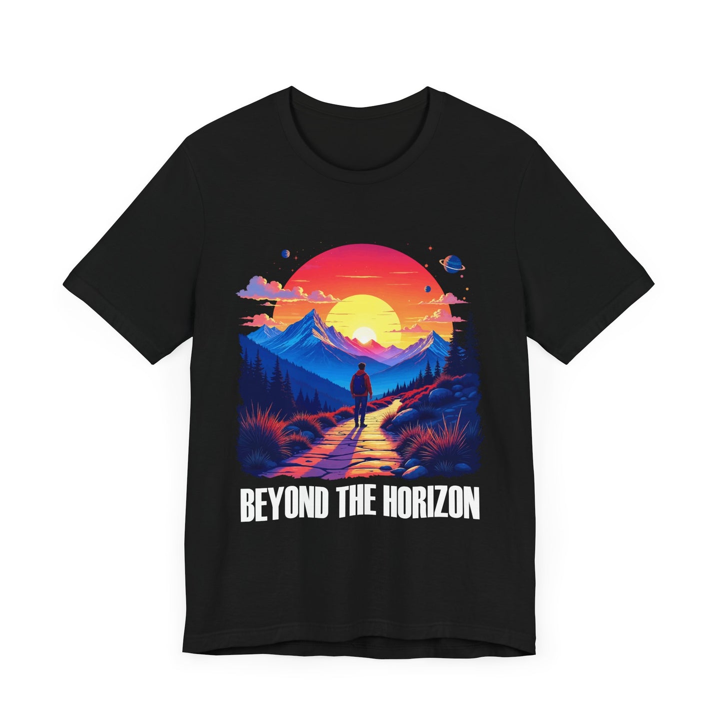 Beyond the Horizon | Inspirational Sunset & Space Exploration T-Shirt