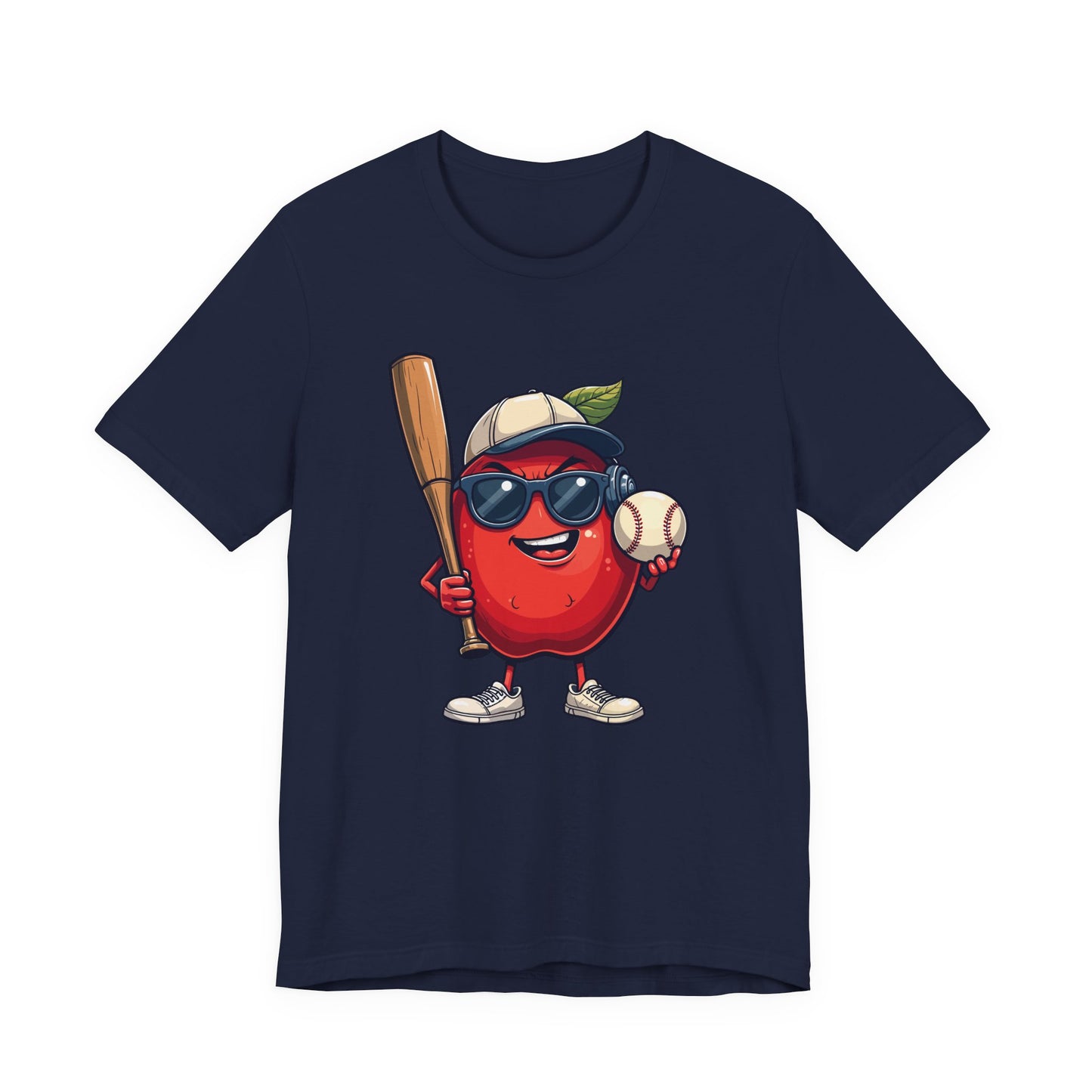 Aggressive Apple Baseball Mascot Tshirt Bold Sports Fruit Character Design