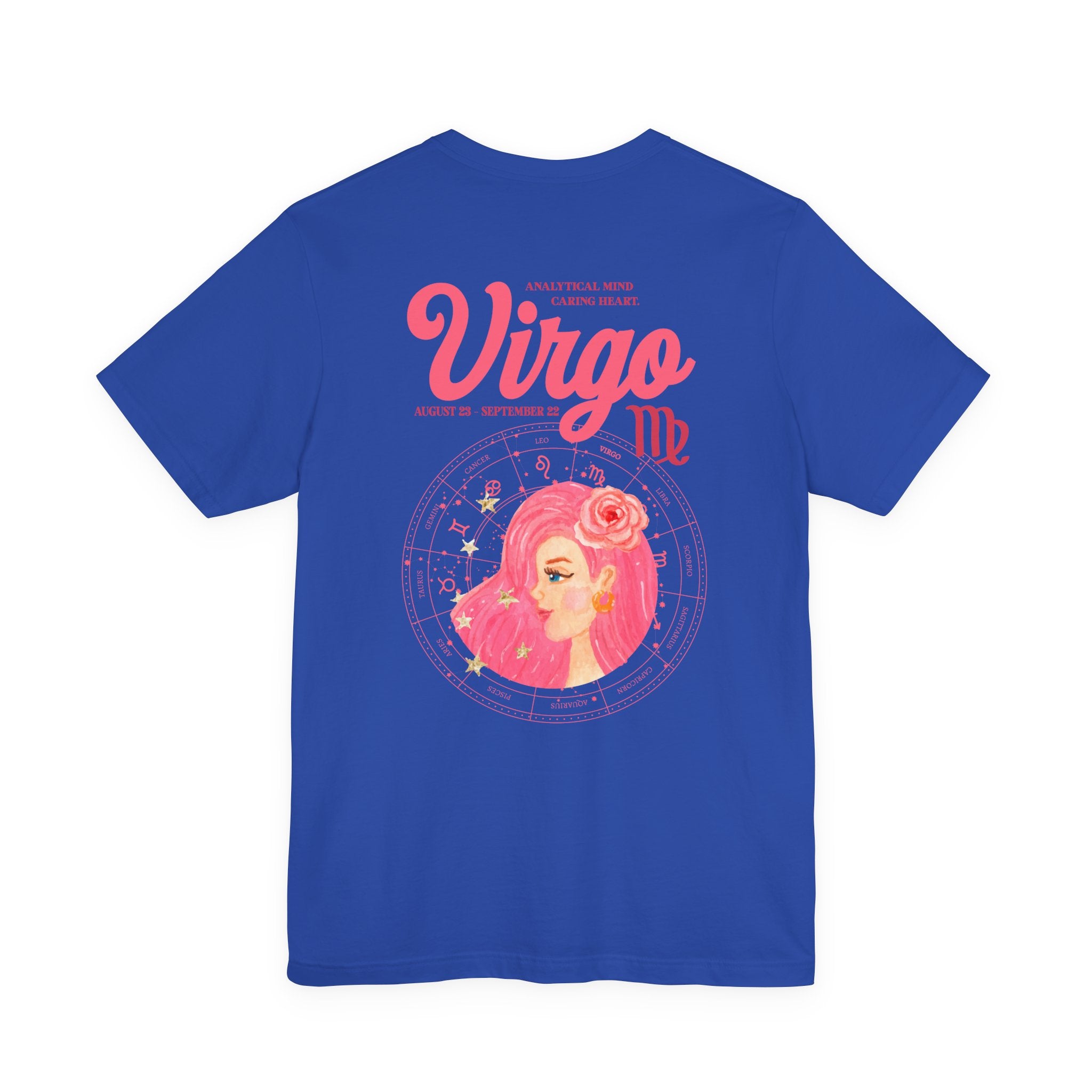 Virgo Zodiac Lady T-Shirt – Analytical Mind Caring Heart Astrological Wheel