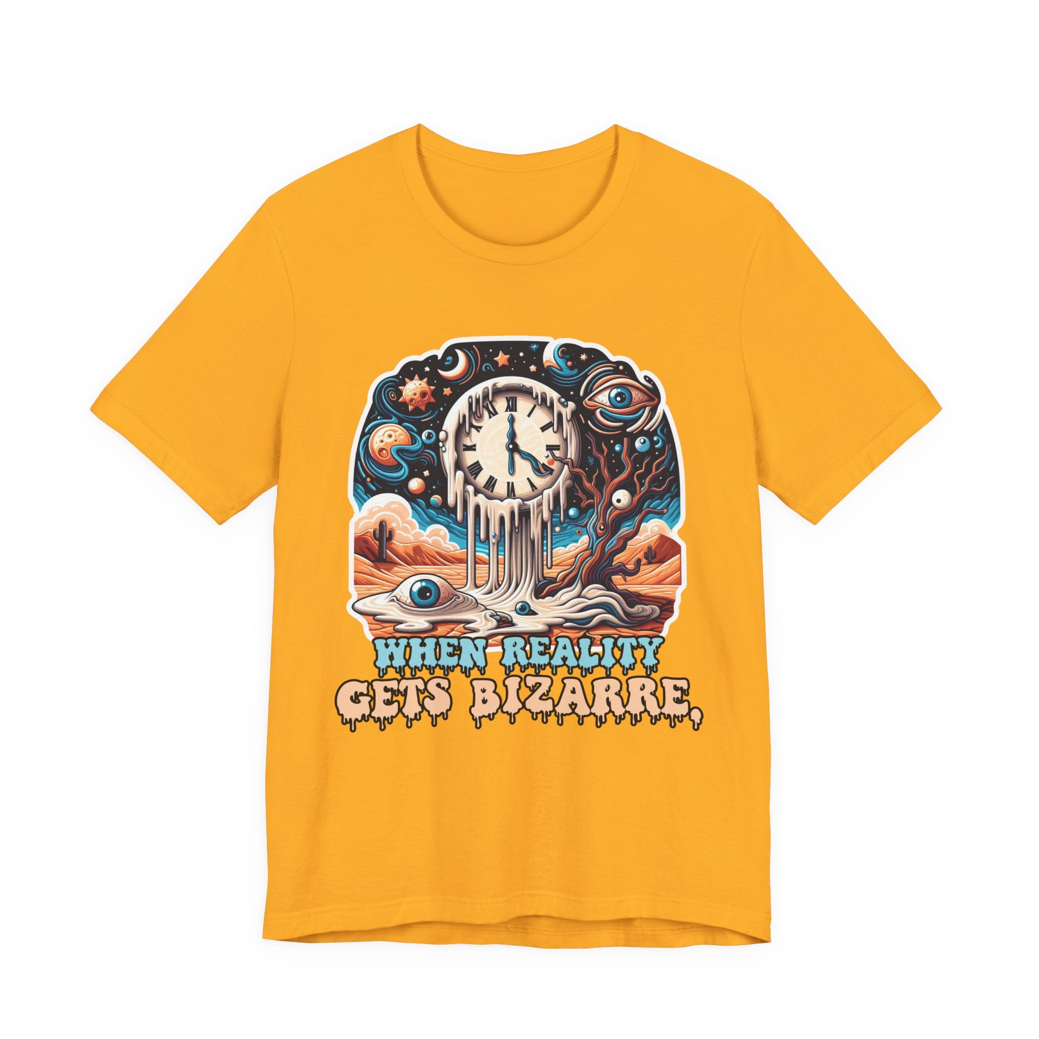 When Reality Becomes Bizarre Tshirt – Surreal Melting Sky, Clocks, and Desert Landscape