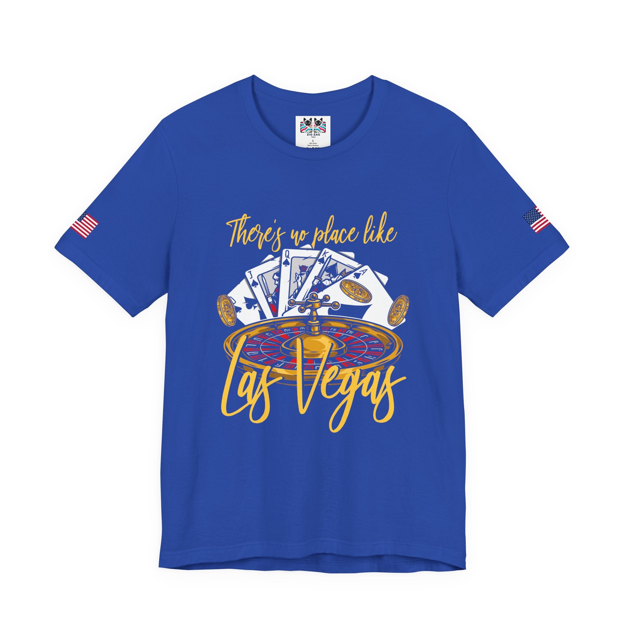 There's No Place Like Las Vegas T-Shirt – Roulette Wheel Poker Cards Casino Tee