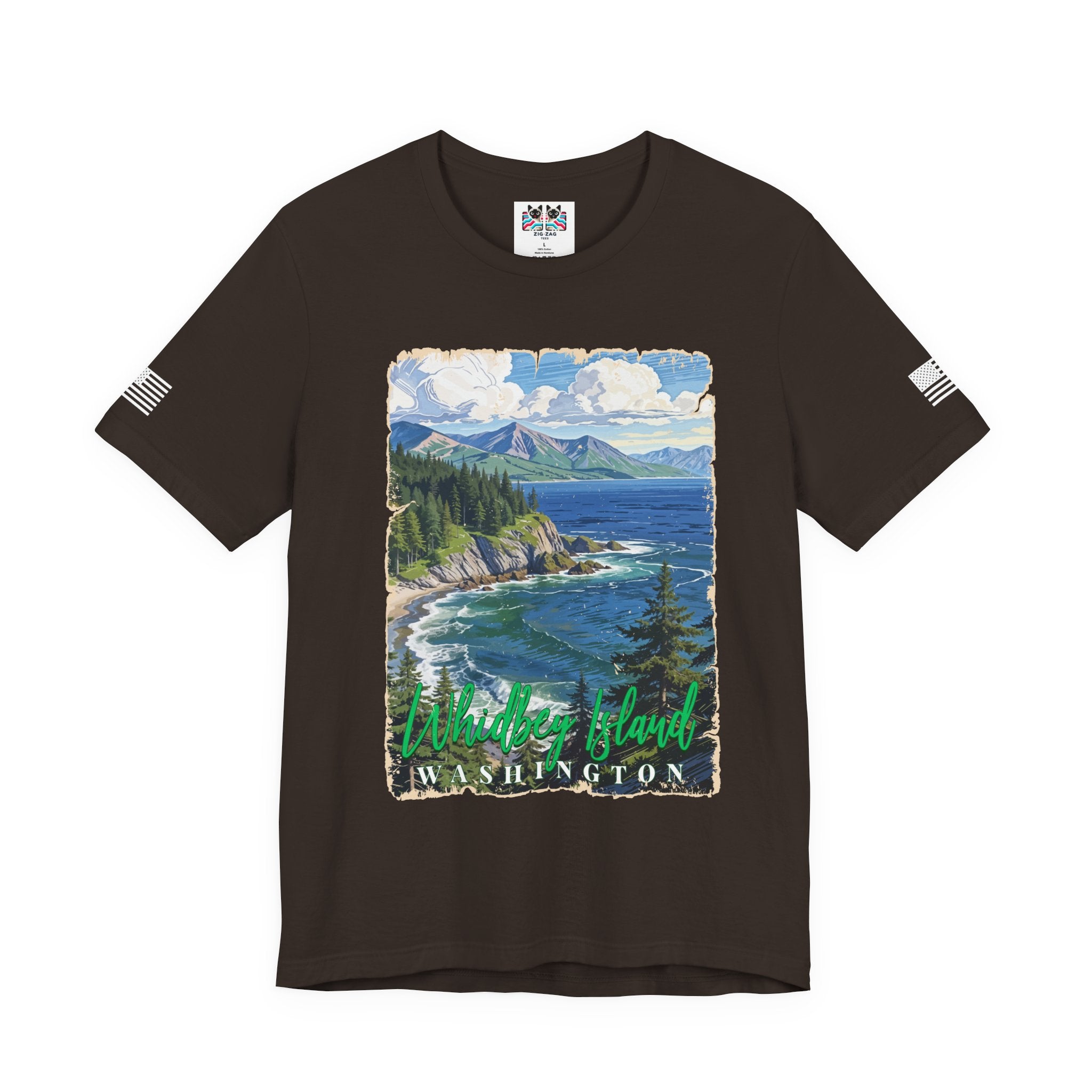 Whidbey Island Washington Vintage Coastal Travel Poster T-Shirt | Pacific Northwest Island Souvenir Tee